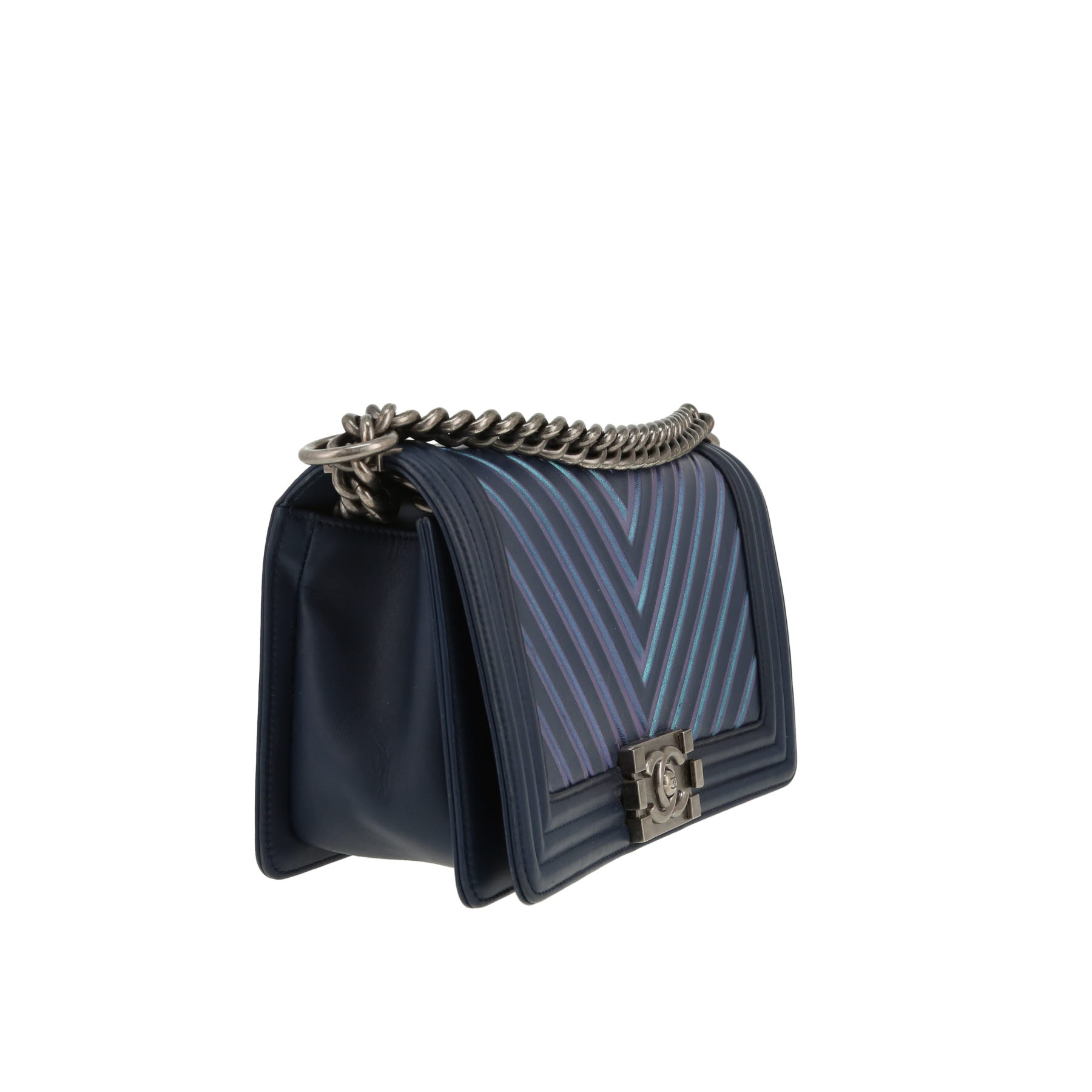 Bolso bandolera Chanel  Boy en cuero azul