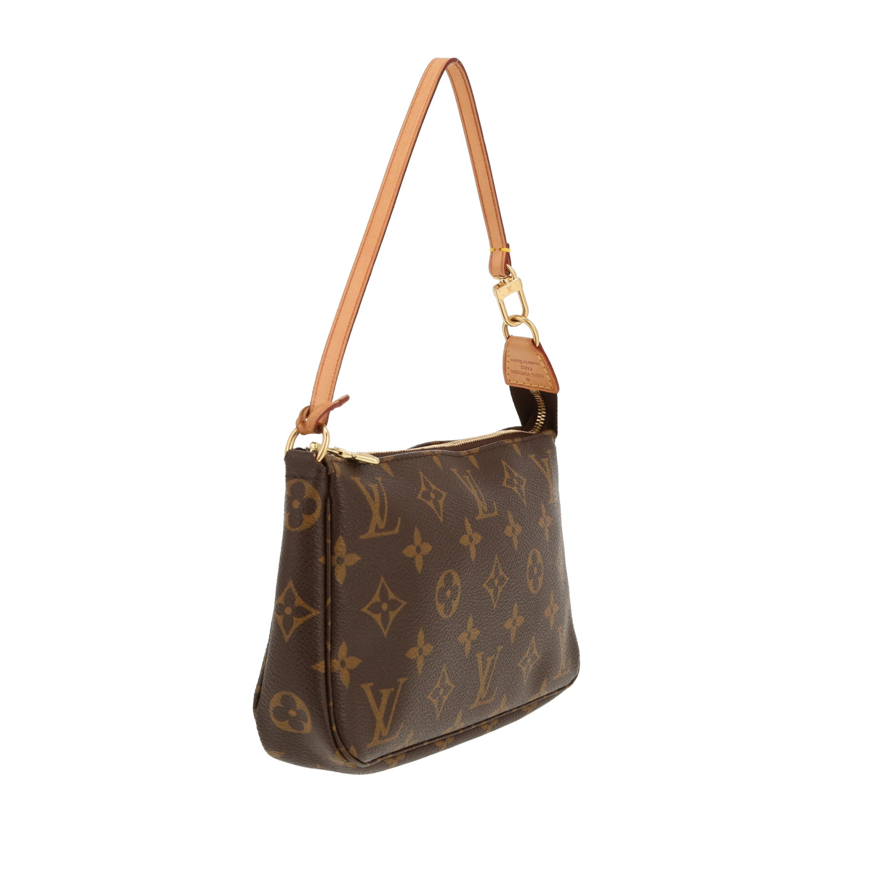Sac à main Louis Vuitton  Pochette accessoires en toile monogram marron et cuir naturel