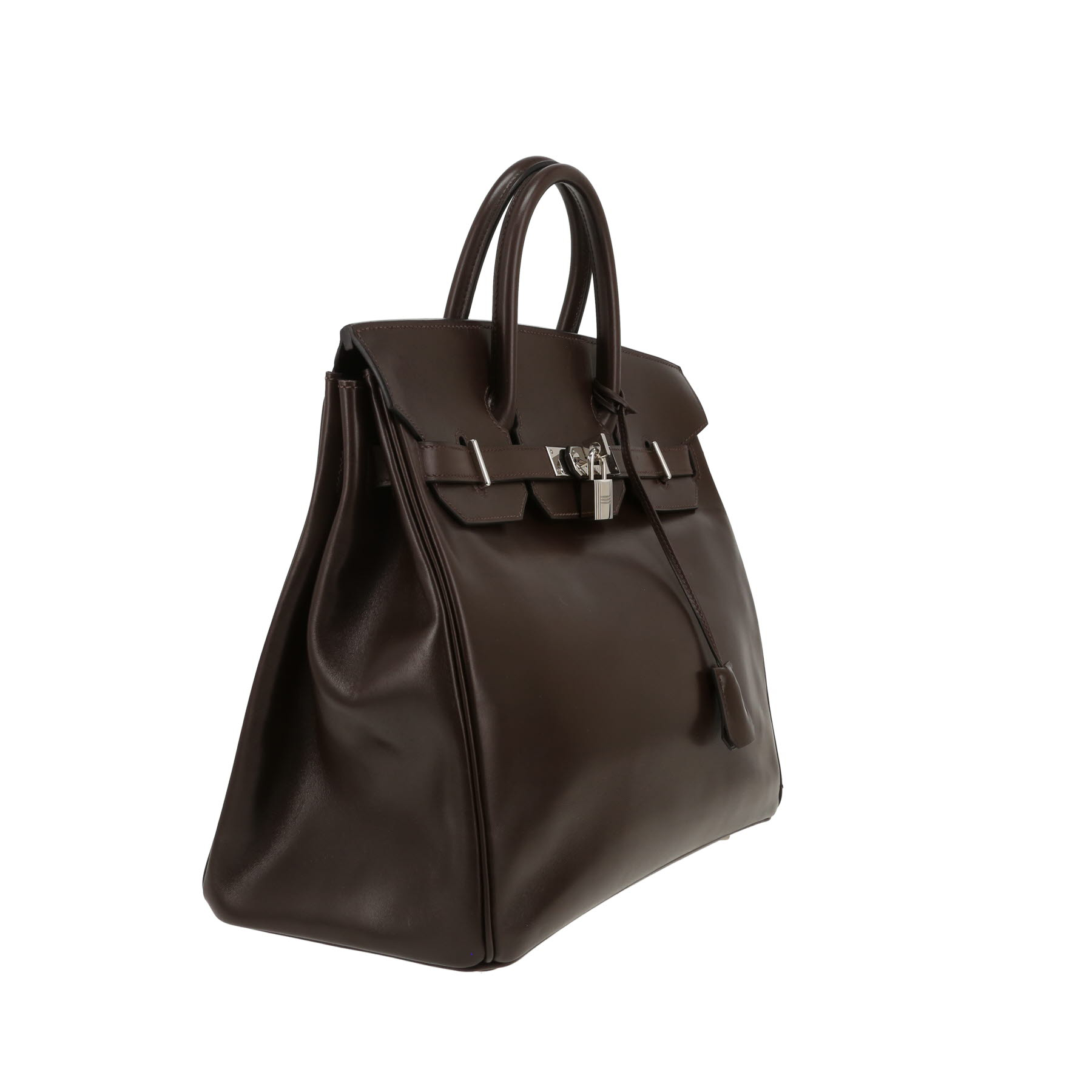 Bolso de mano Hermès  Haut à Courroies 32 cm en cuero box marrón