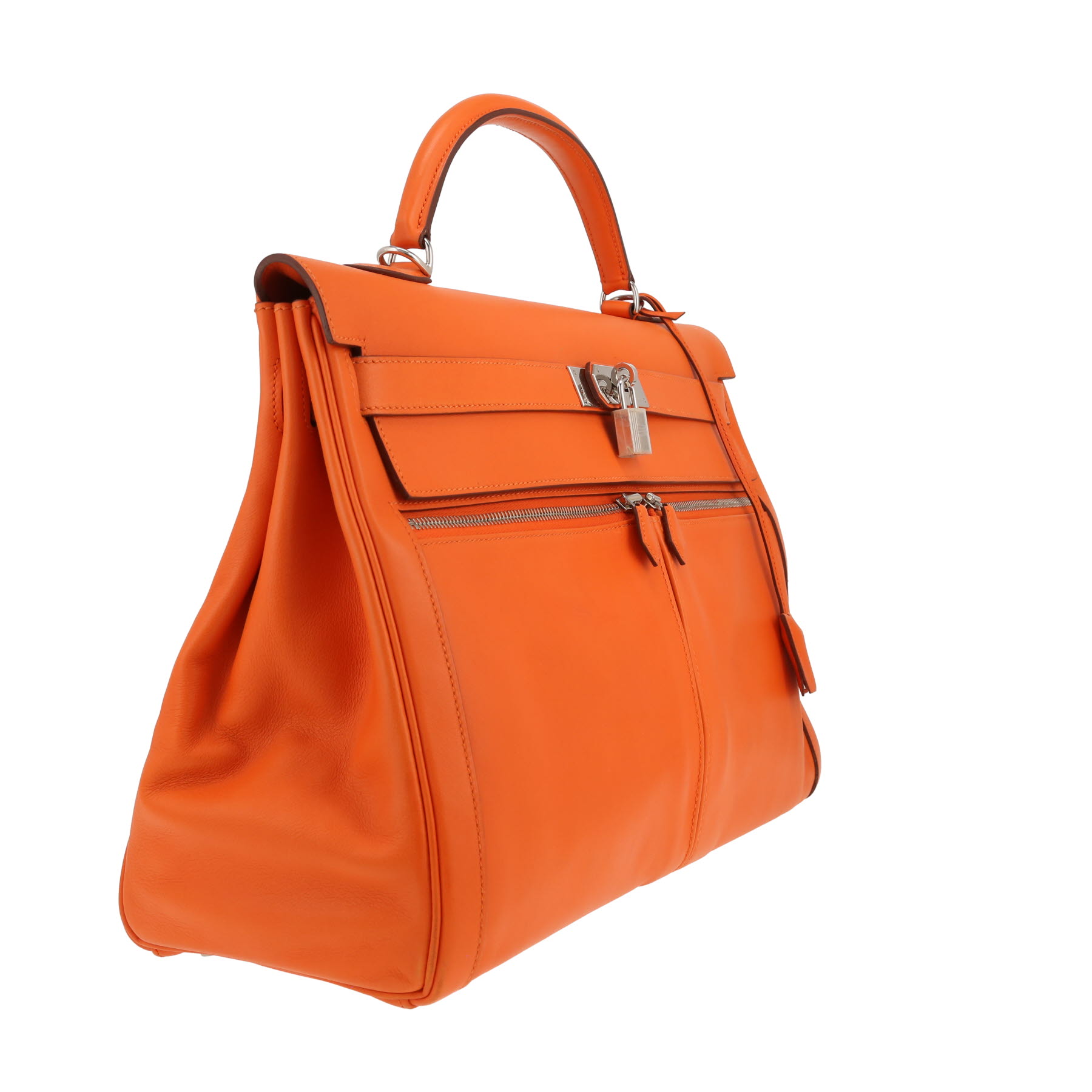 Sac à main Hermès  Kelly Lakis en cuir orange