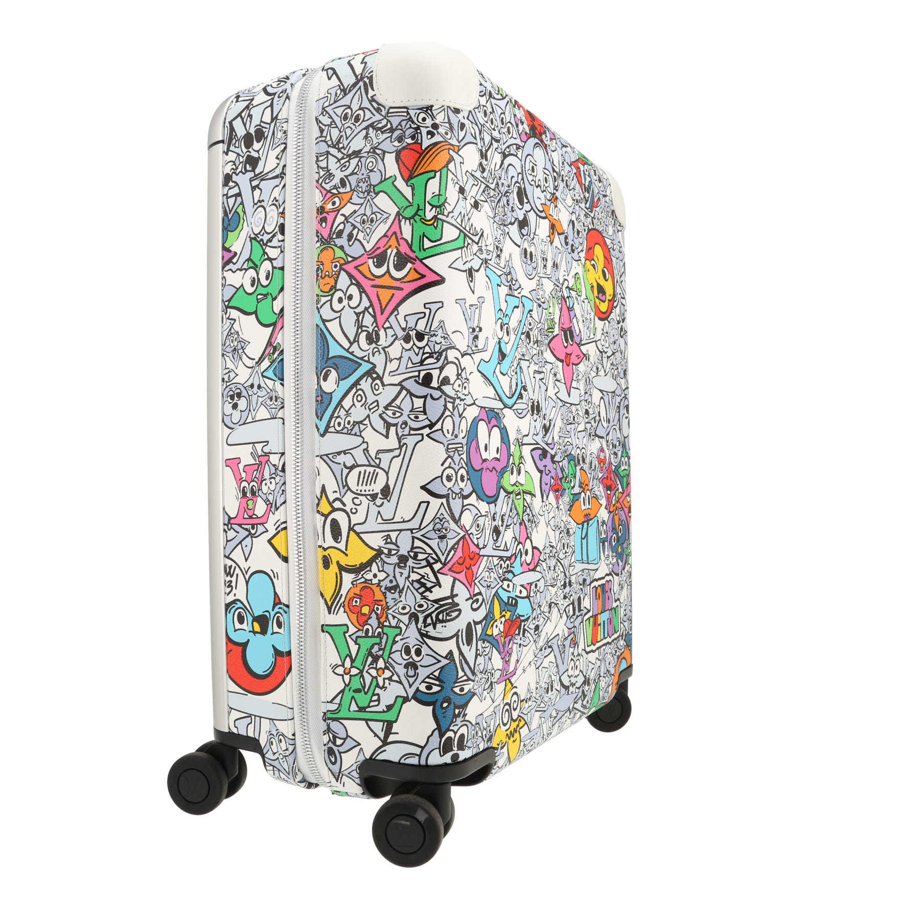 Valise rigide Louis Vuitton  Horizon 55 en toile multicolore et cuir blanc