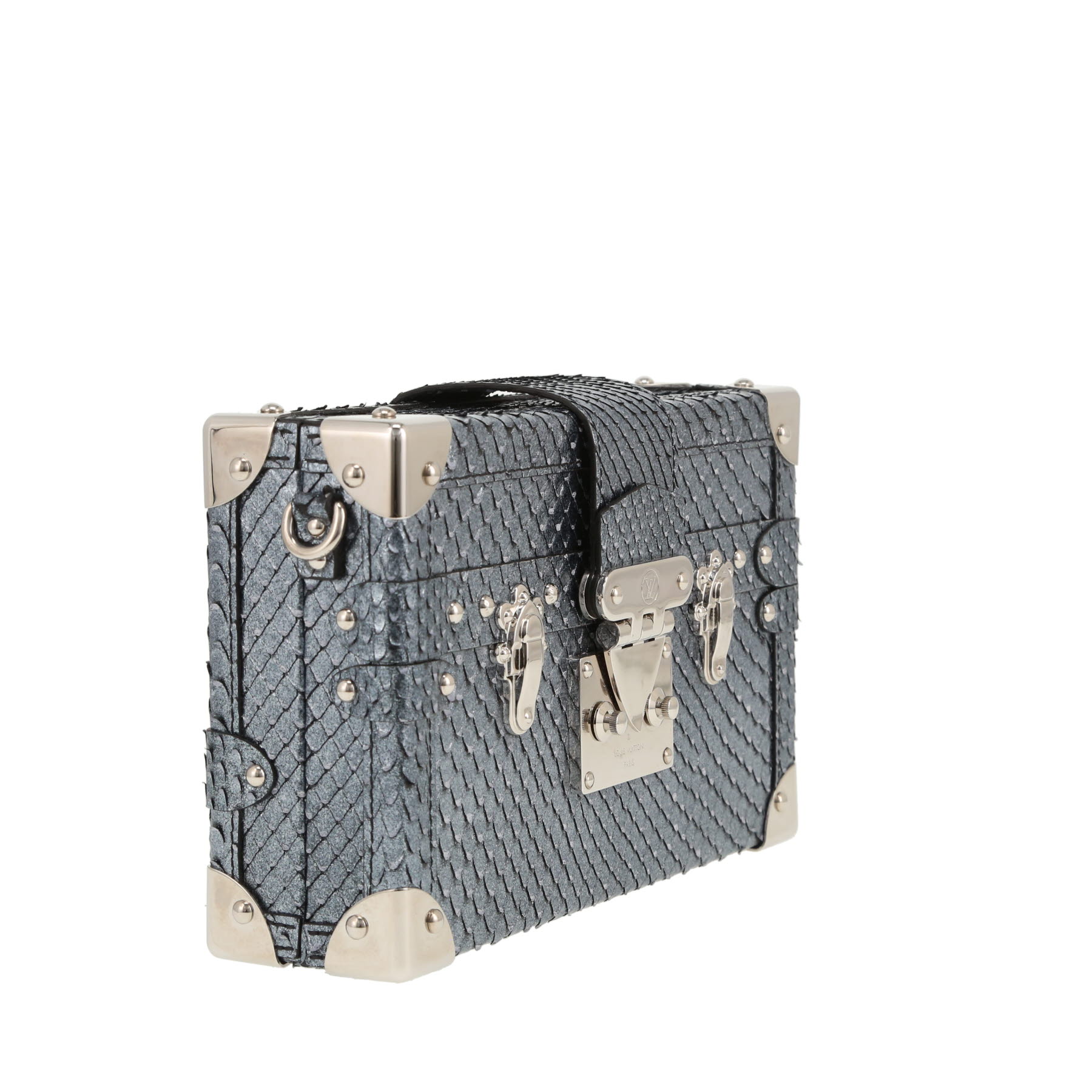 Bolso bandolera Louis Vuitton  Petite Malle en piel de pitón y plateada