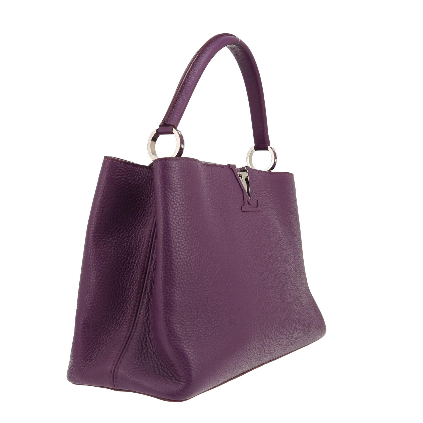 Bolso de mano Louis Vuitton  Capucines en cuero taurillon clémence violeta
