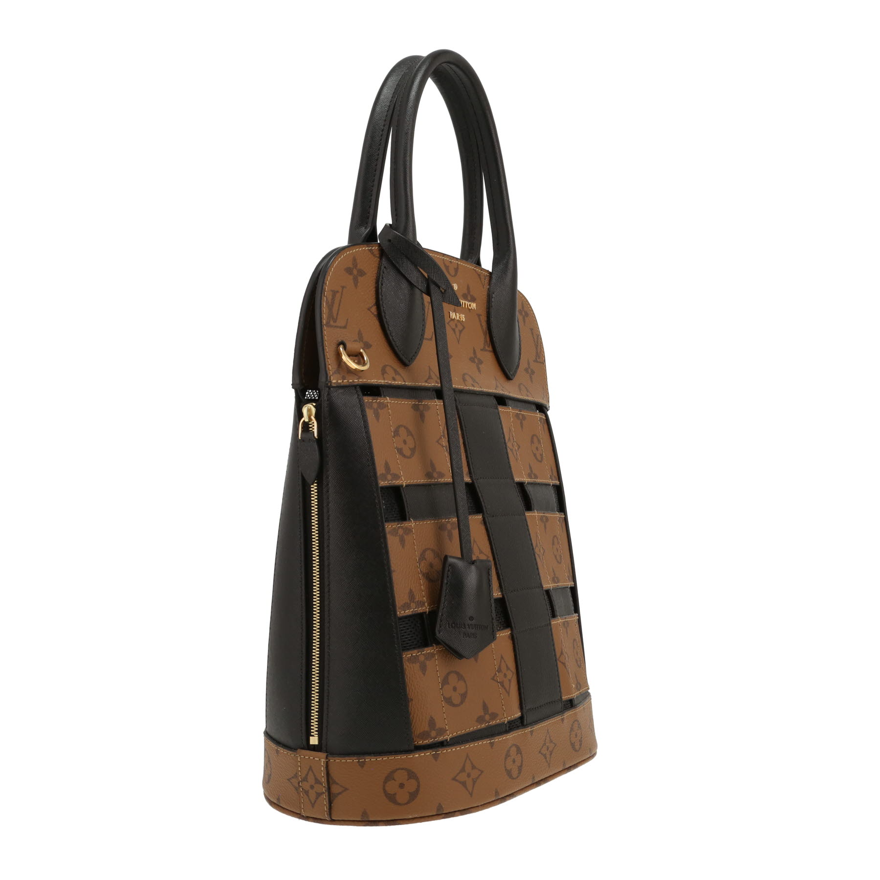 Bolso de mano Louis Vuitton  Tressage en lona Monogram "Reverso" marrón y cuero negro