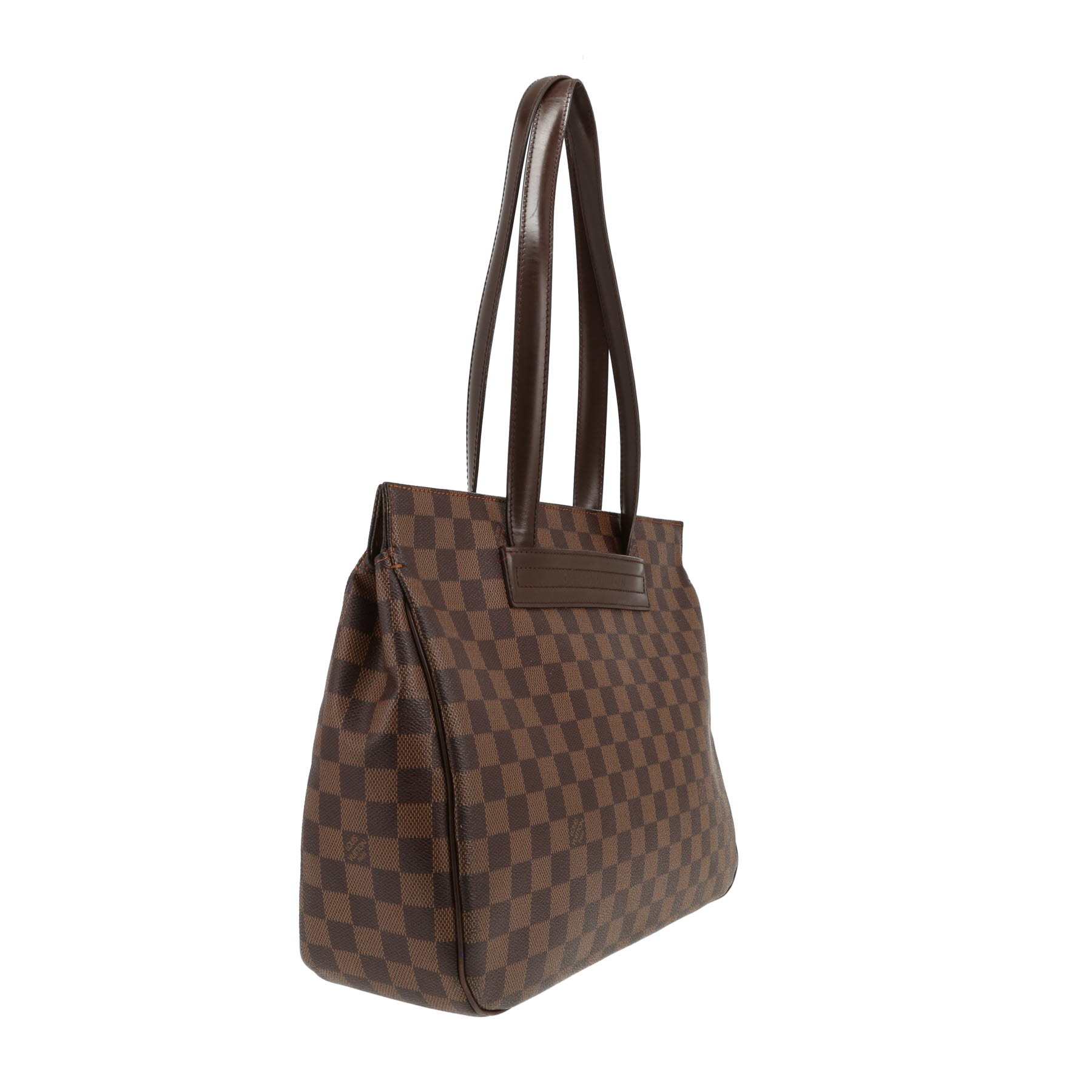 Sac à main Louis Vuitton  Parioli en toile damier marron et cuir marron
