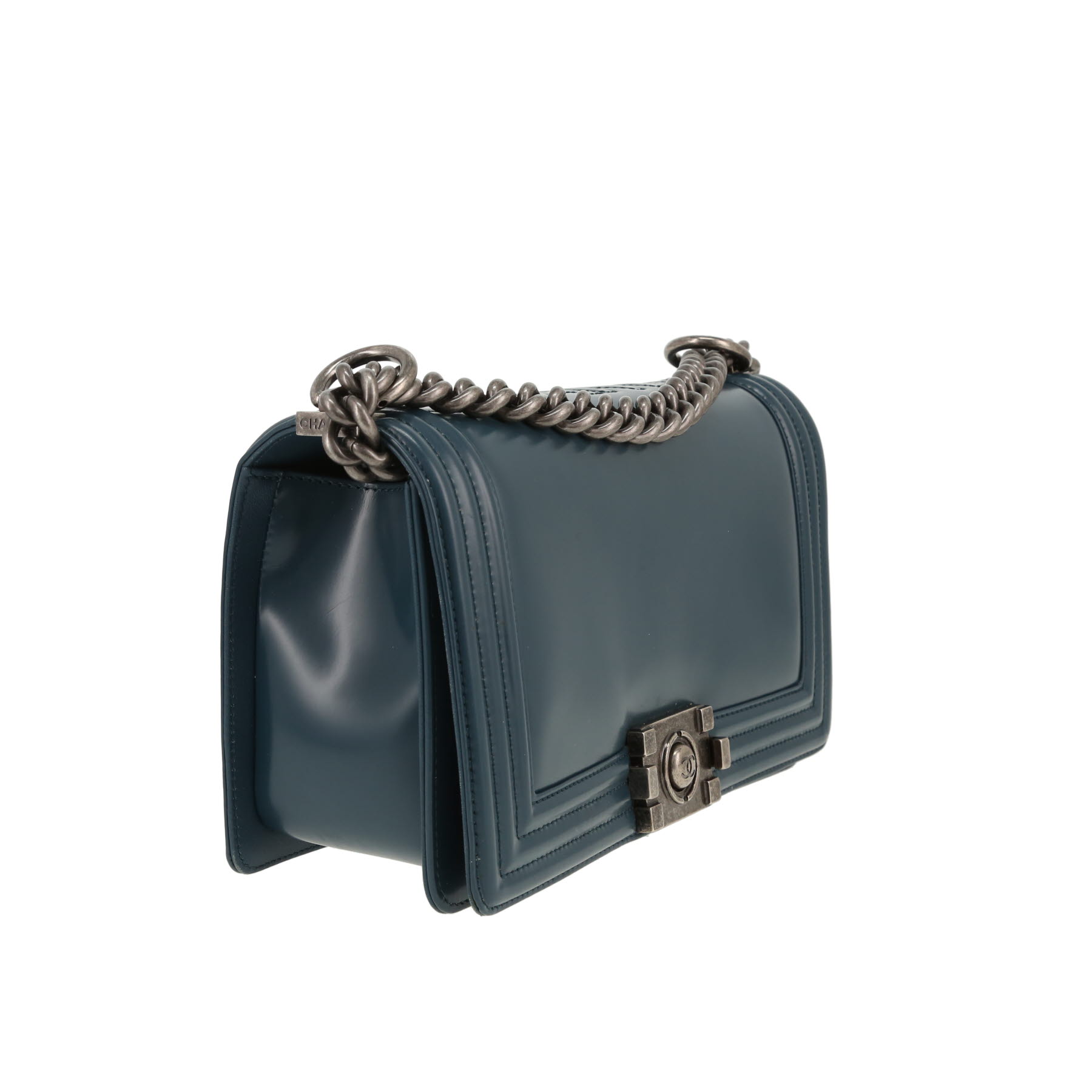 Bolso bandolera Chanel  Boy en cuero liso azul