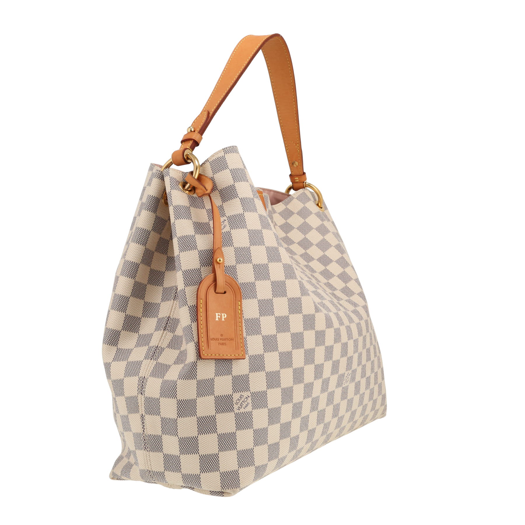 Sac porté épaule ou main Louis Vuitton  Delightful en toile damier azur et cuir naturel