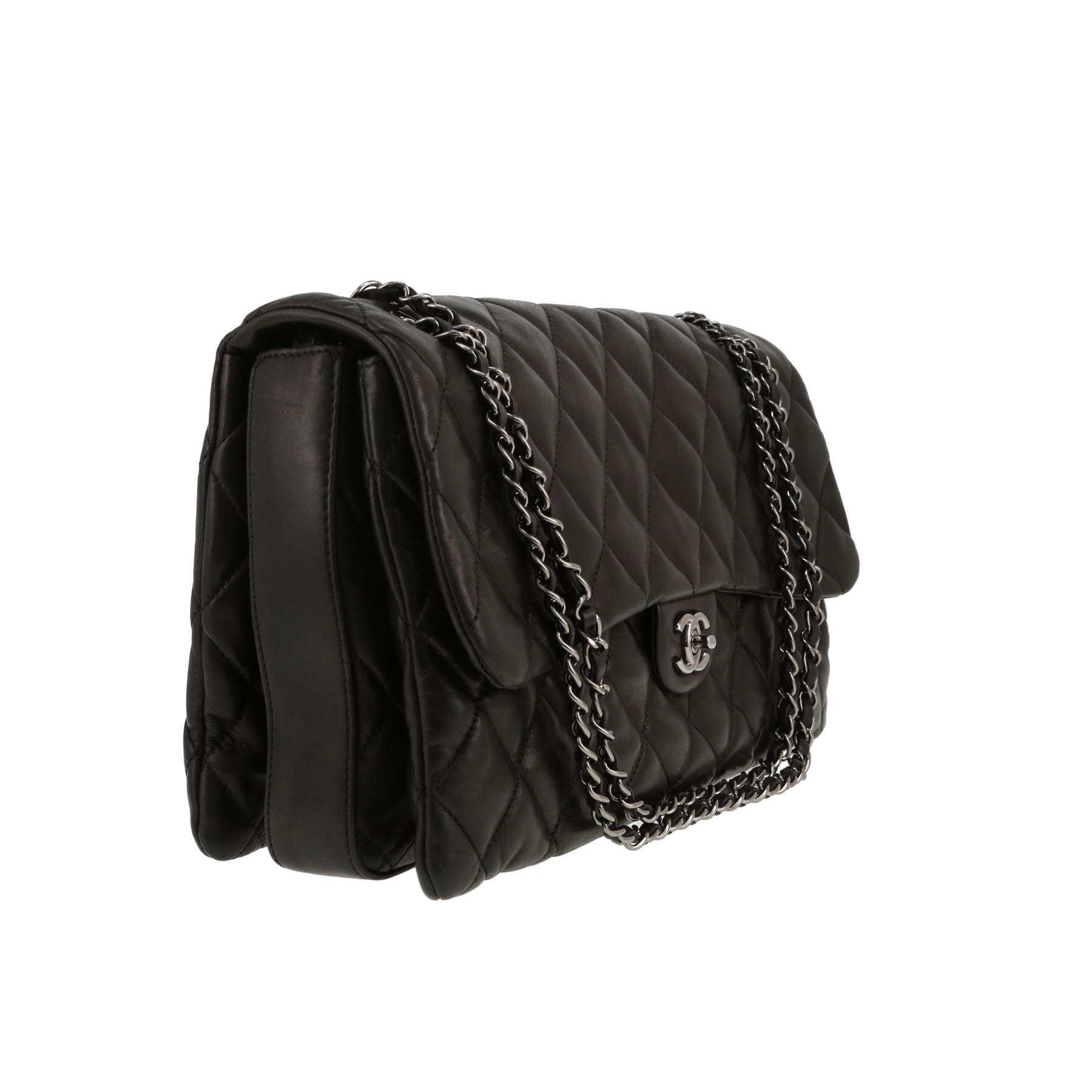 Bolso de mano Chanel   en cuero acolchado negro