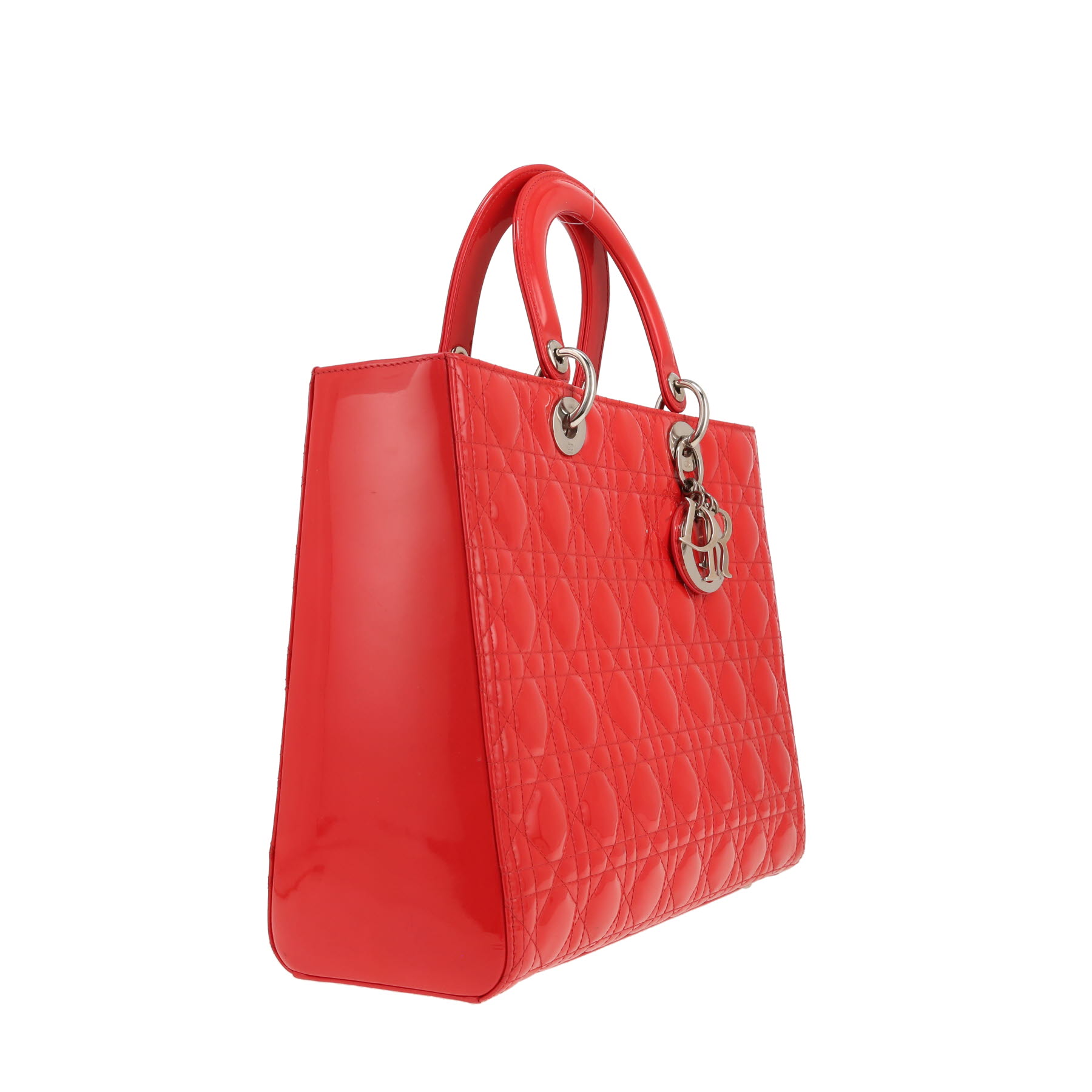 Bolso de mano Dior  Lady Dior en charol rojo