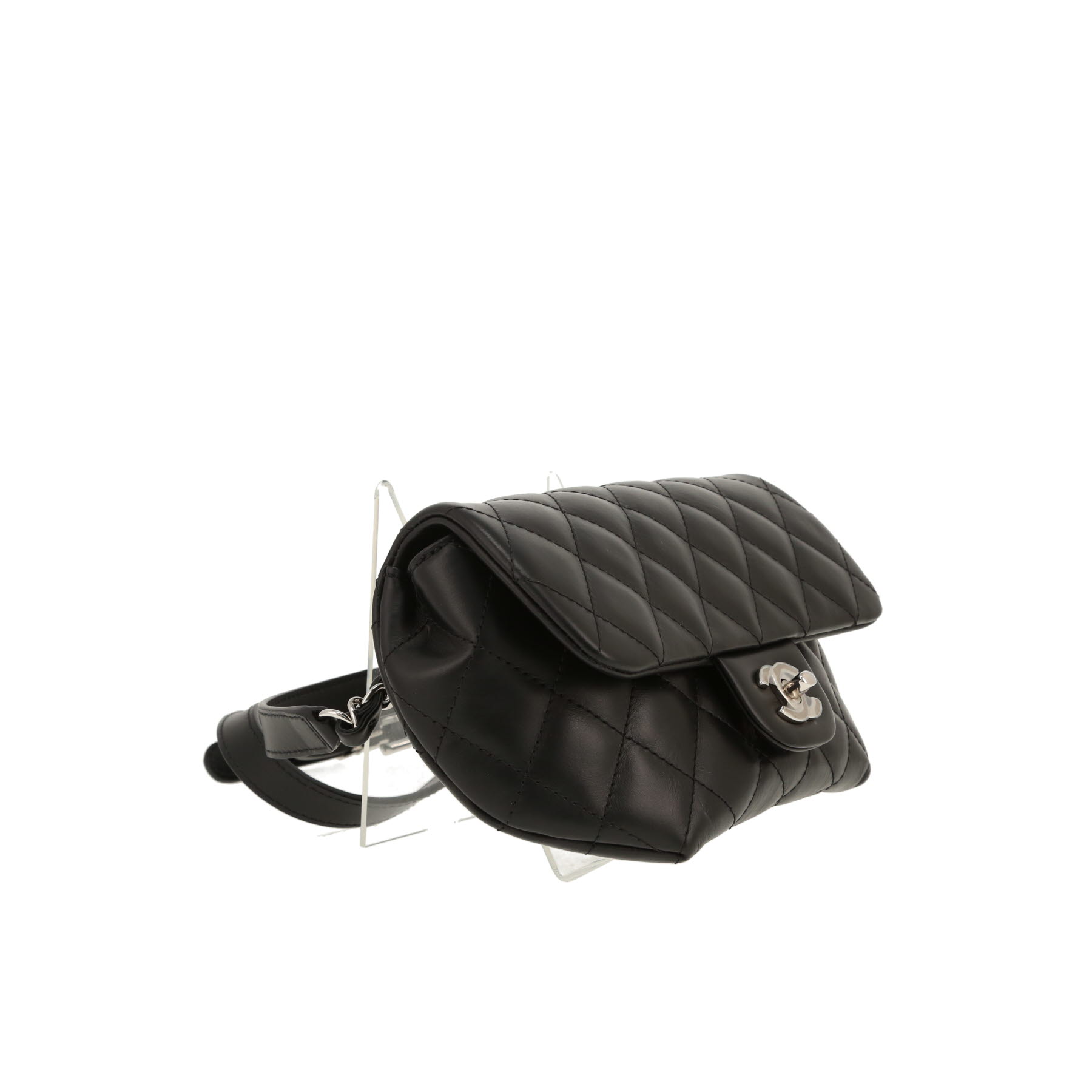 Bolsito-cinturón Chanel  Pochette ceinture en cuero acolchado negro