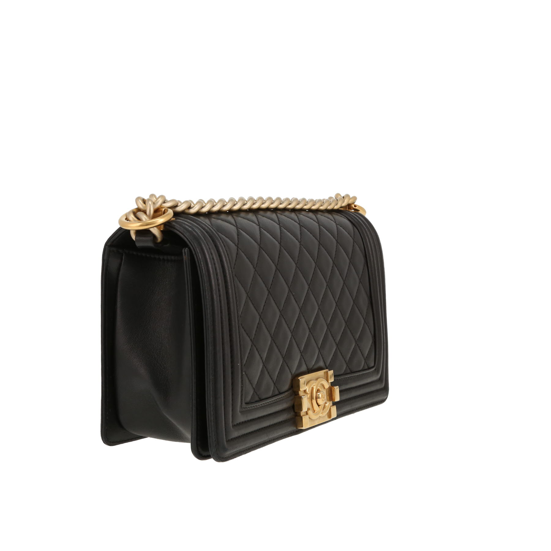 Chanel  Boy shoulder bag  in black quilted leather