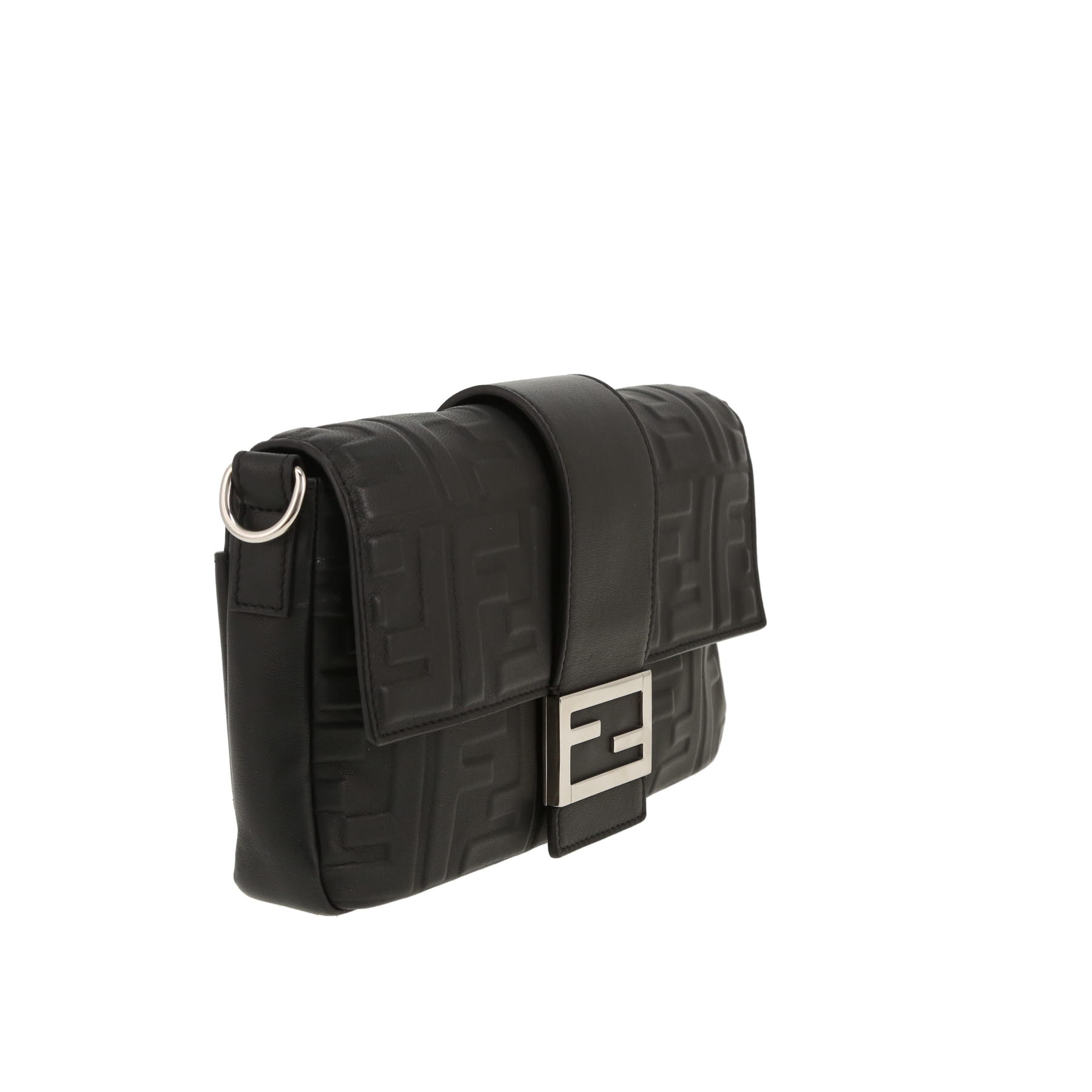 Bolso de mano Fendi  Baguette en cuero Monogram negro