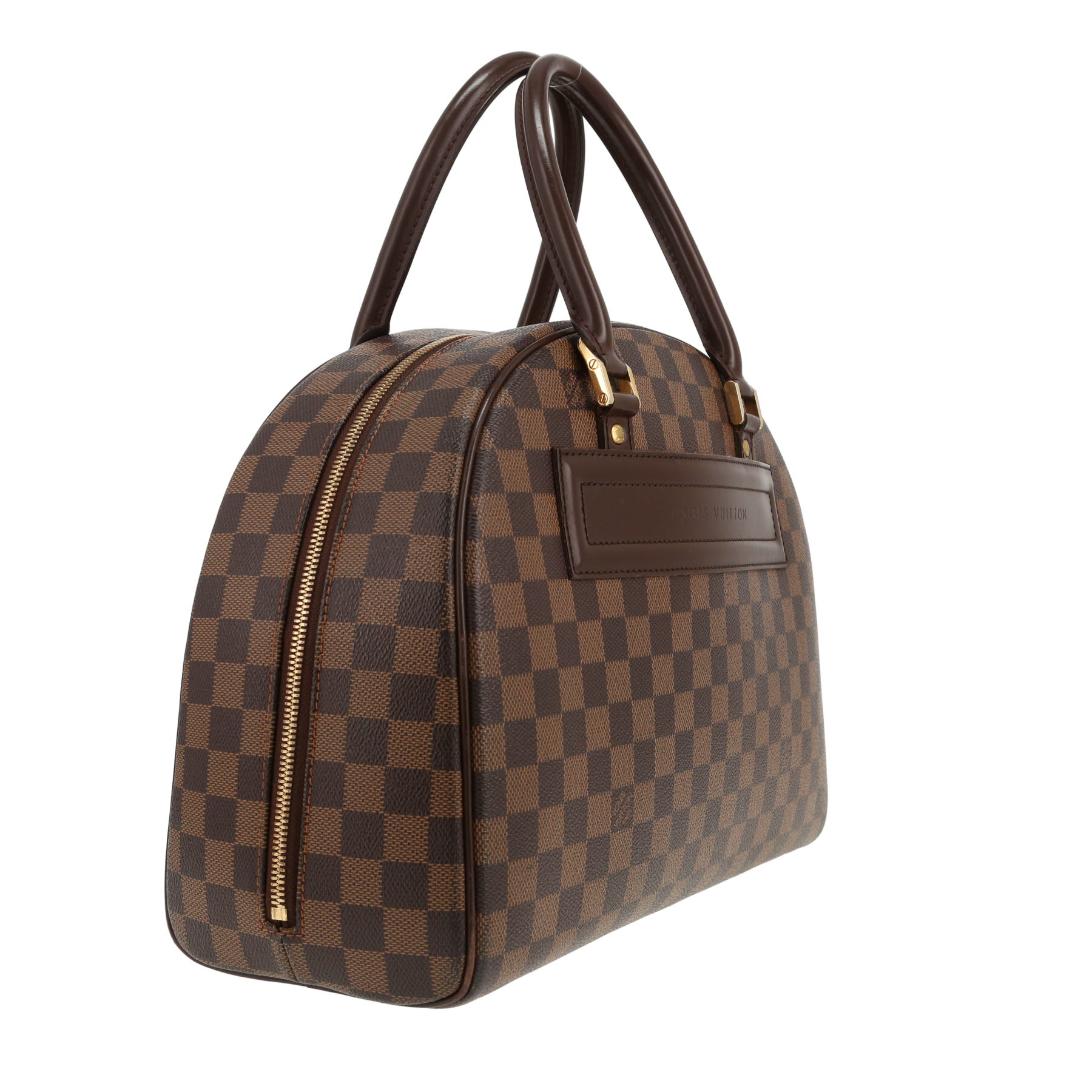 Bolso de mano Louis Vuitton  Nolita en lona a cuadros ébano y cuero marrón