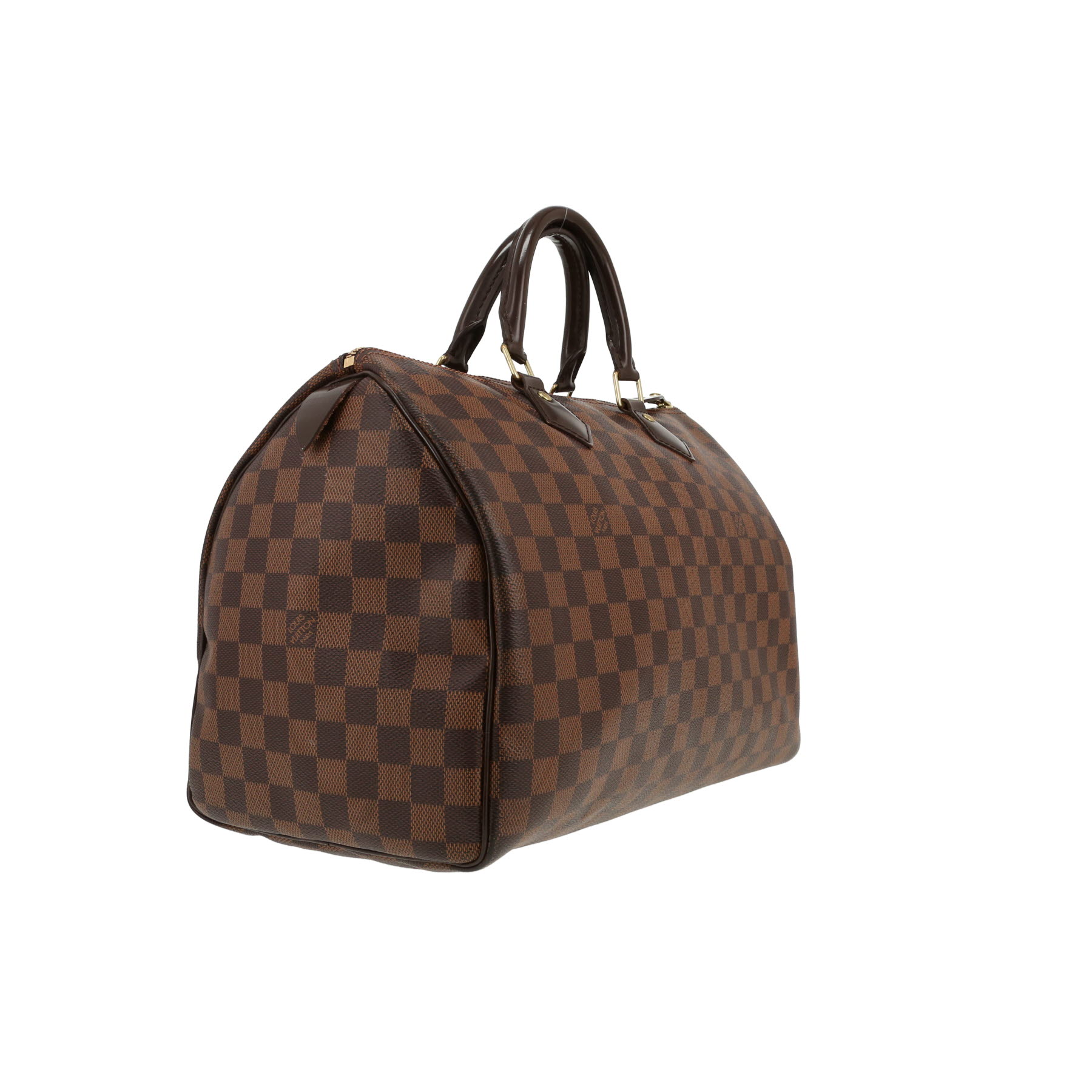 Sac à main Louis Vuitton  Speedy 35 en toile damier ébène et cuir marron