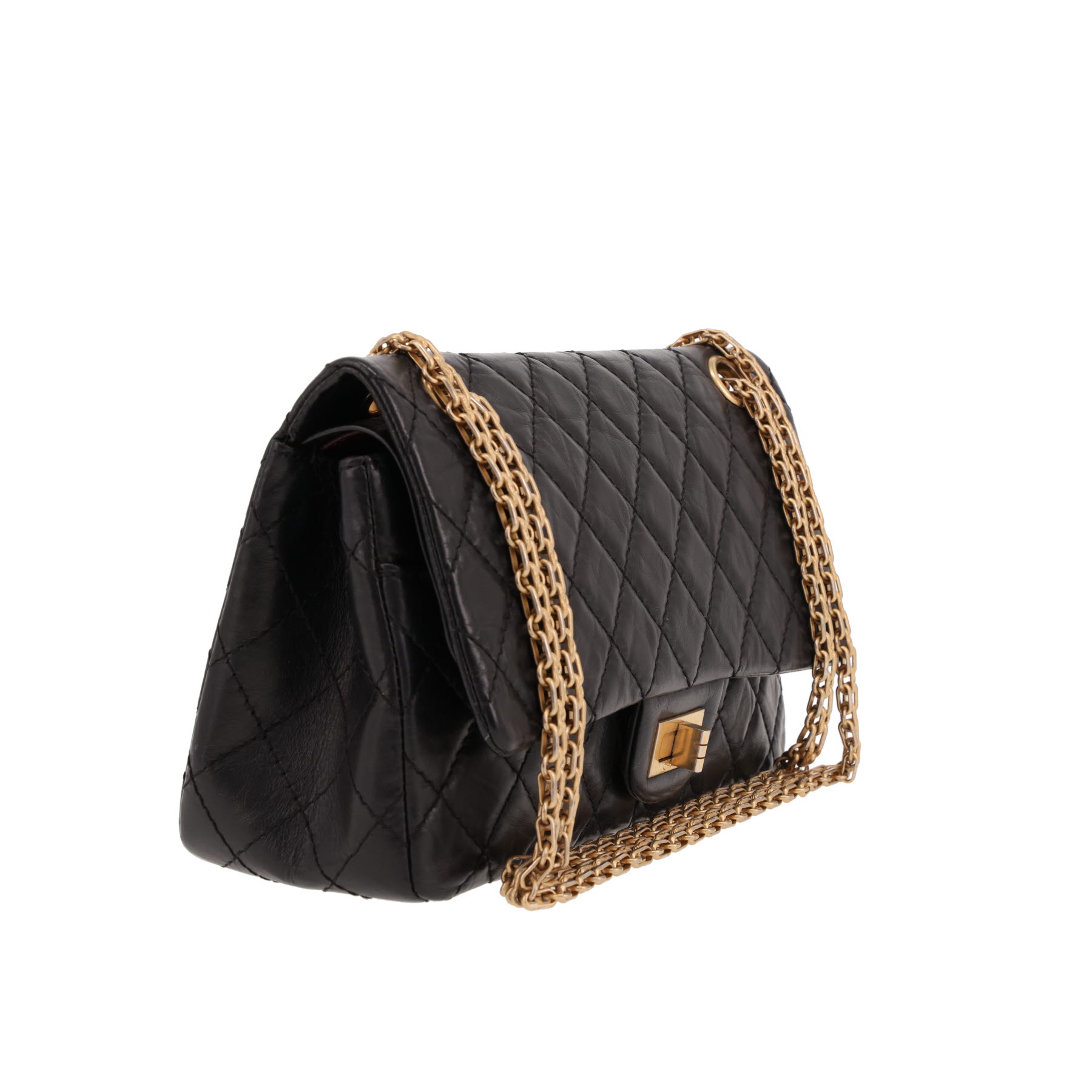 Chanel  2.55 shoulder bag  in black quilted leather