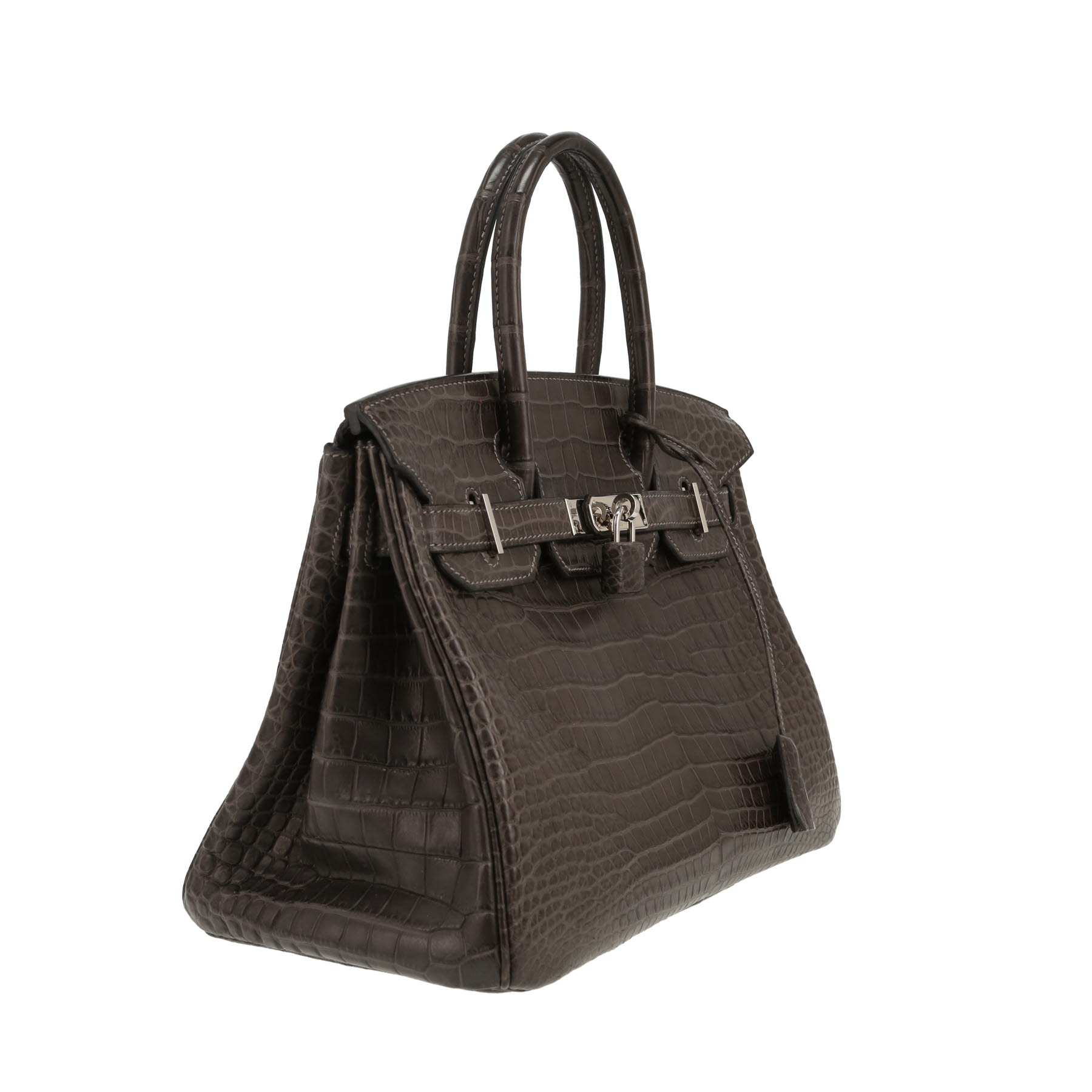 Hermès  Birkin 30 cm handbag  in anthracite grey porosus crocodile