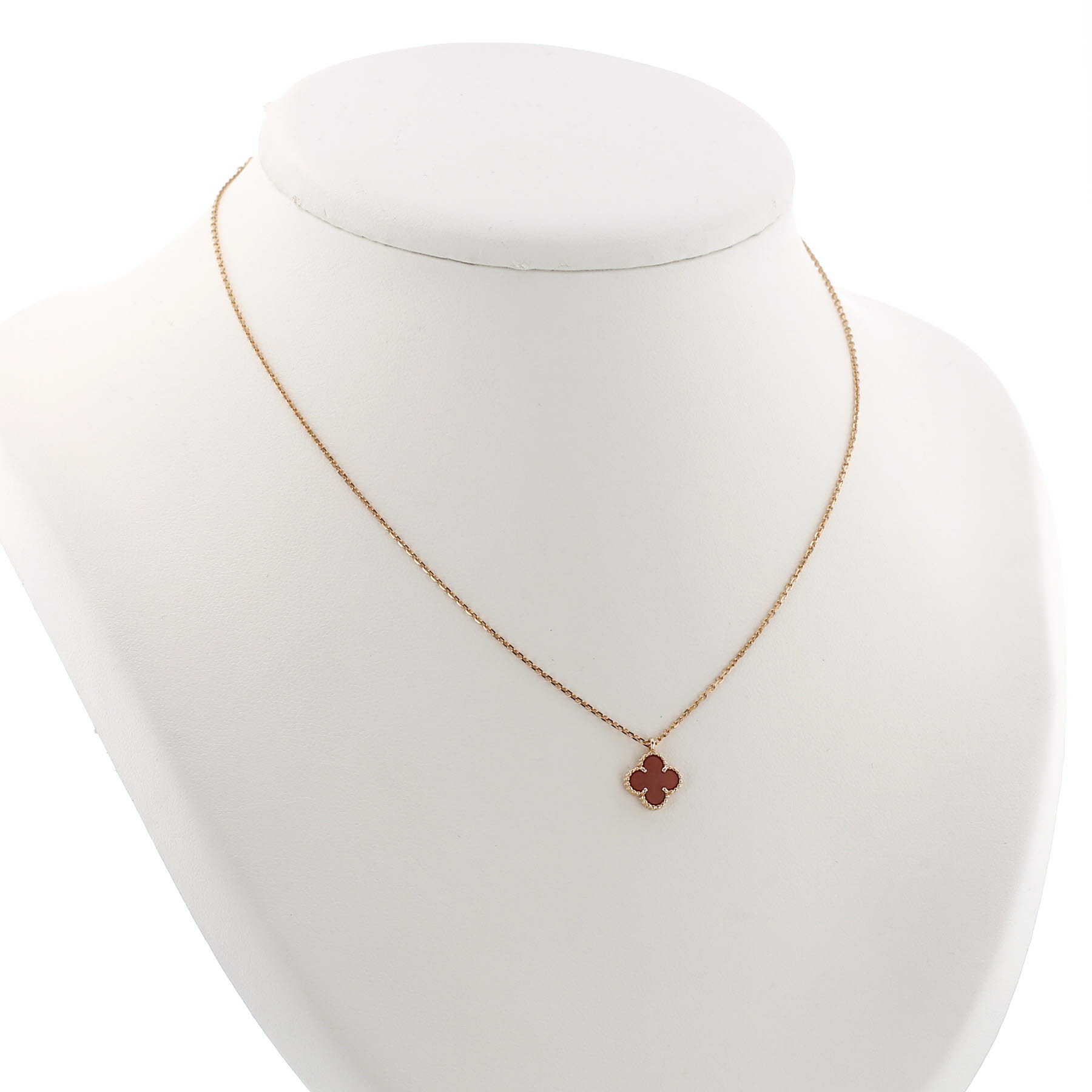 Van Cleef & Arpels Sweet Alhambra necklace in pink gold and cornelian