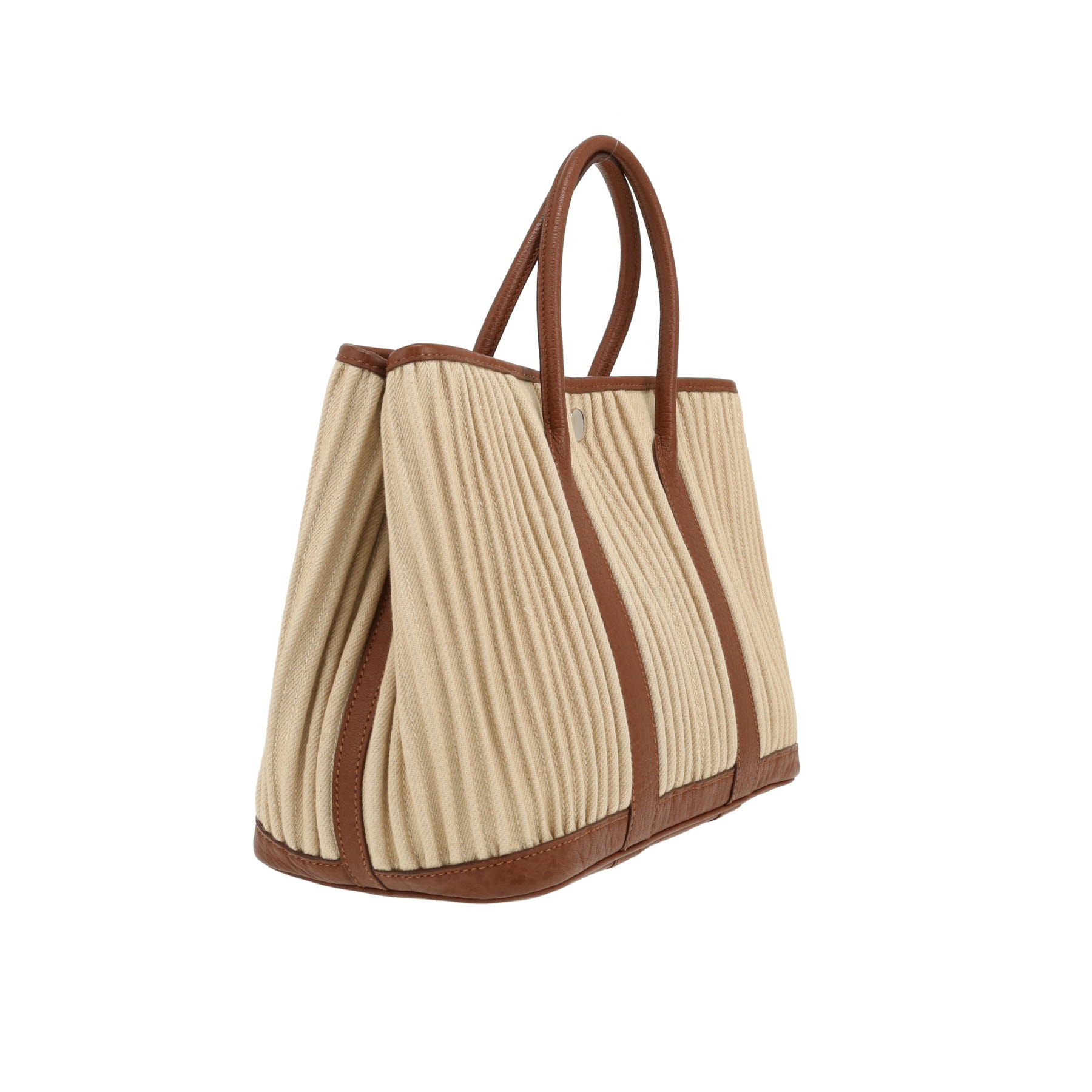 Shopping bag Hermès  Garden in tela beige e pelle marrone