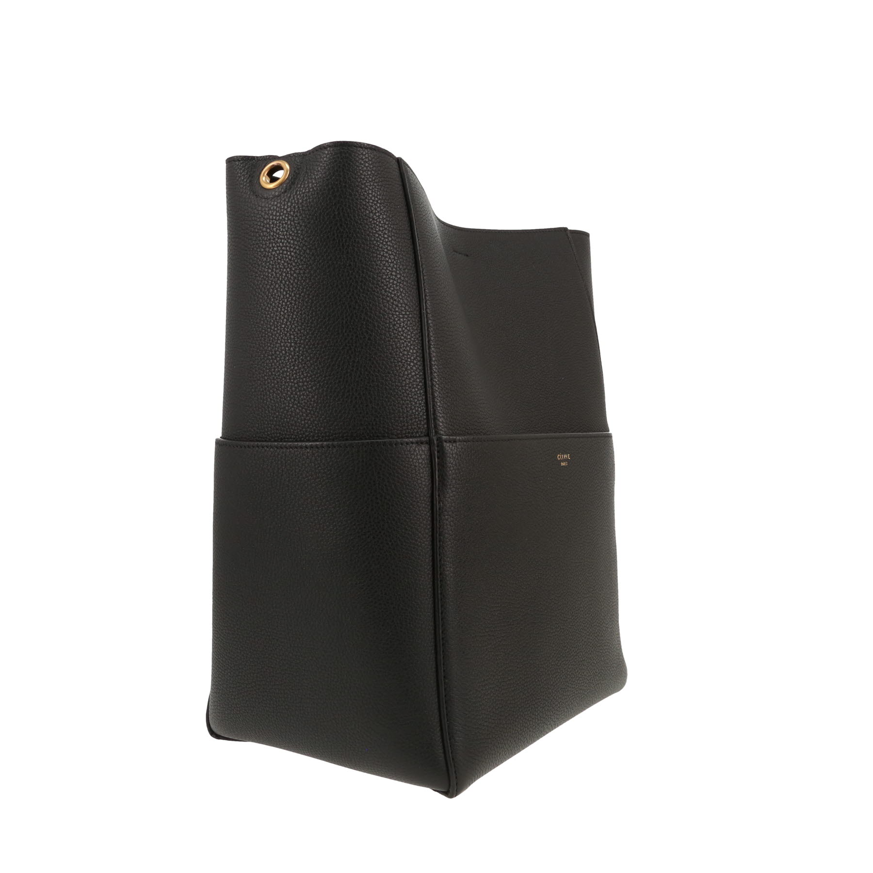 Borsa Celine  Sac Sangle in pelle martellata nera