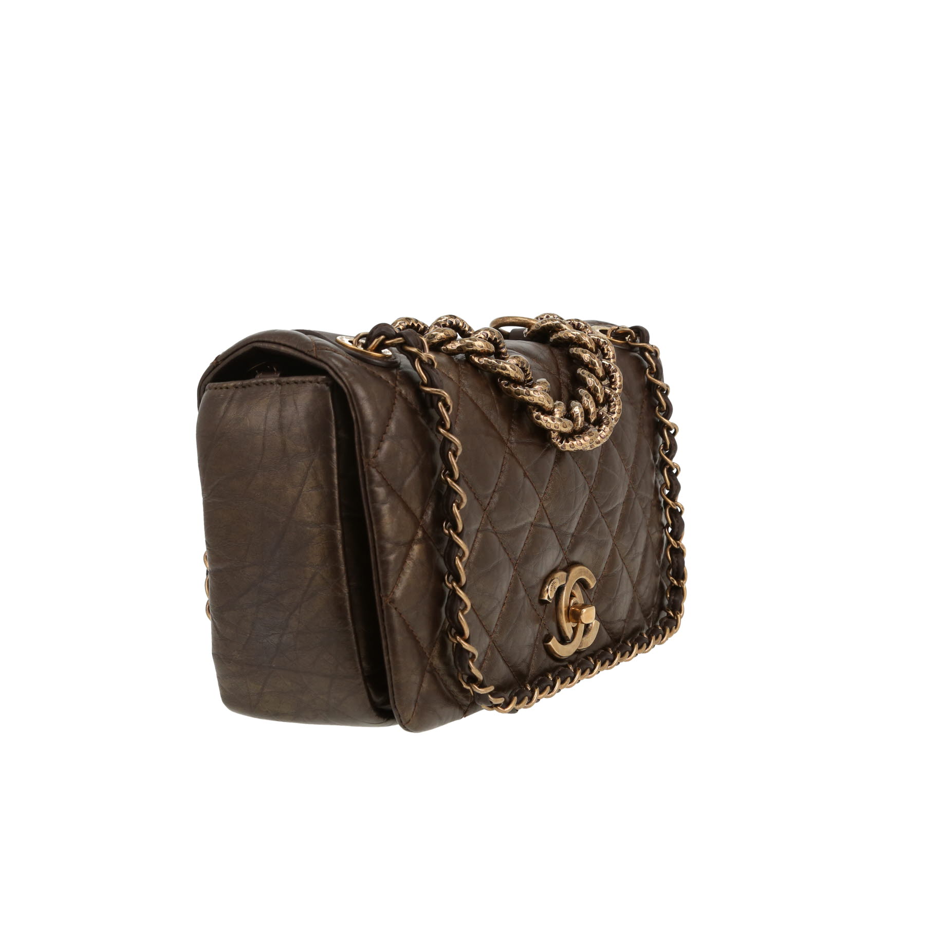 Bolso de mano Chanel   en cuero acolchado bronce