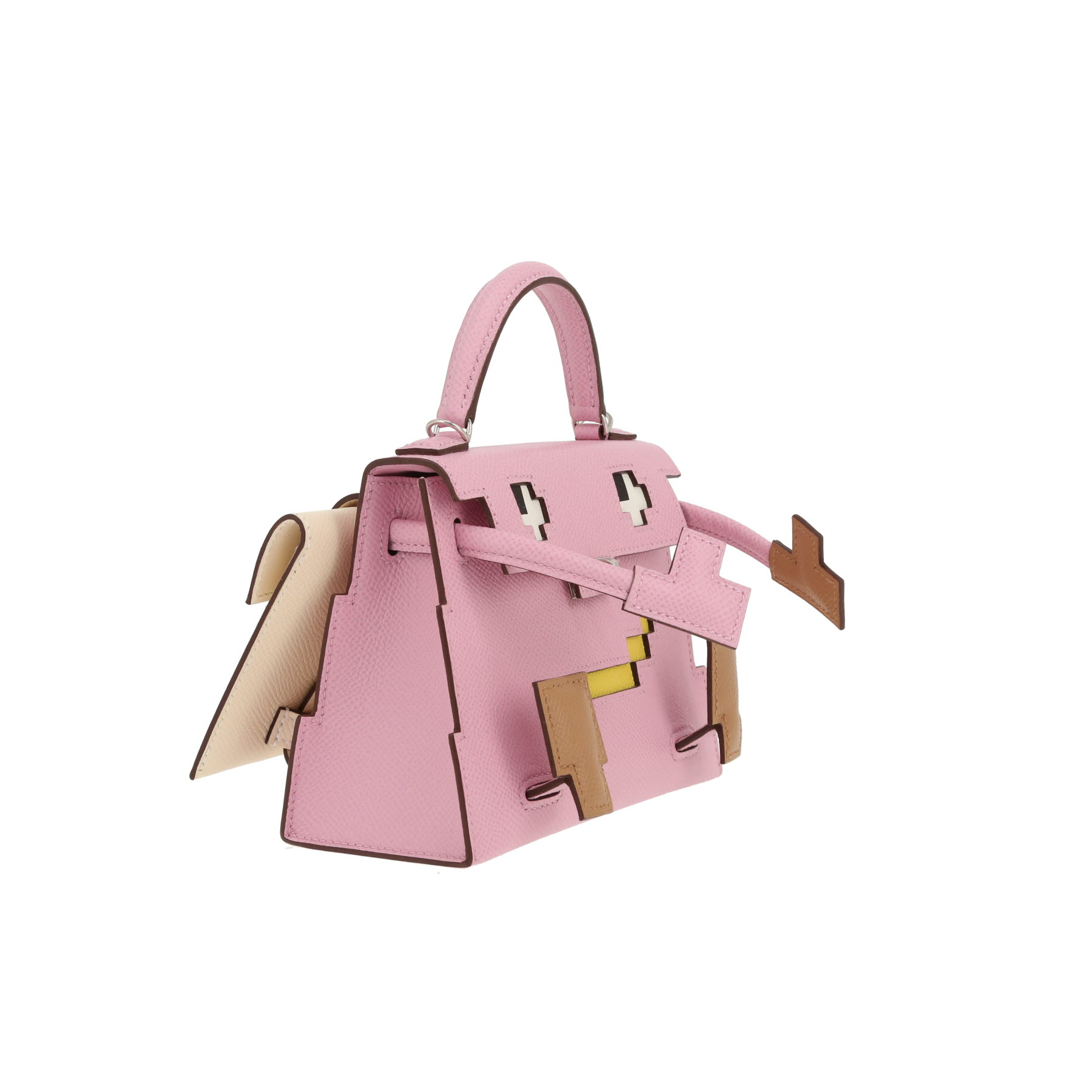 Hermès  Kelly Doll Picto handbag  in Mauve Sylvestre, Nata, yellow Lime and Chai epsom leather