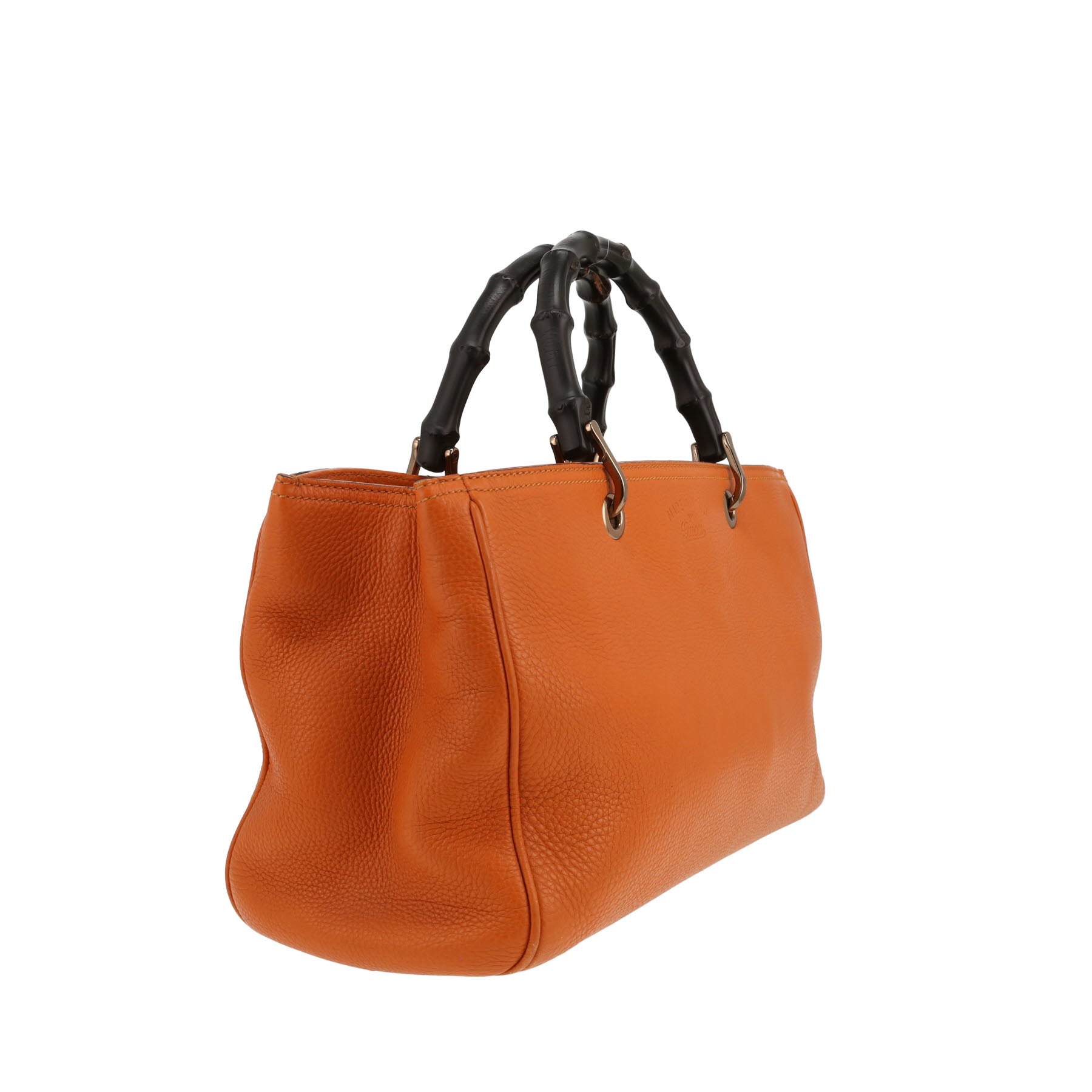 Bolso de mano Gucci  Bamboo en cuero granulado naranja