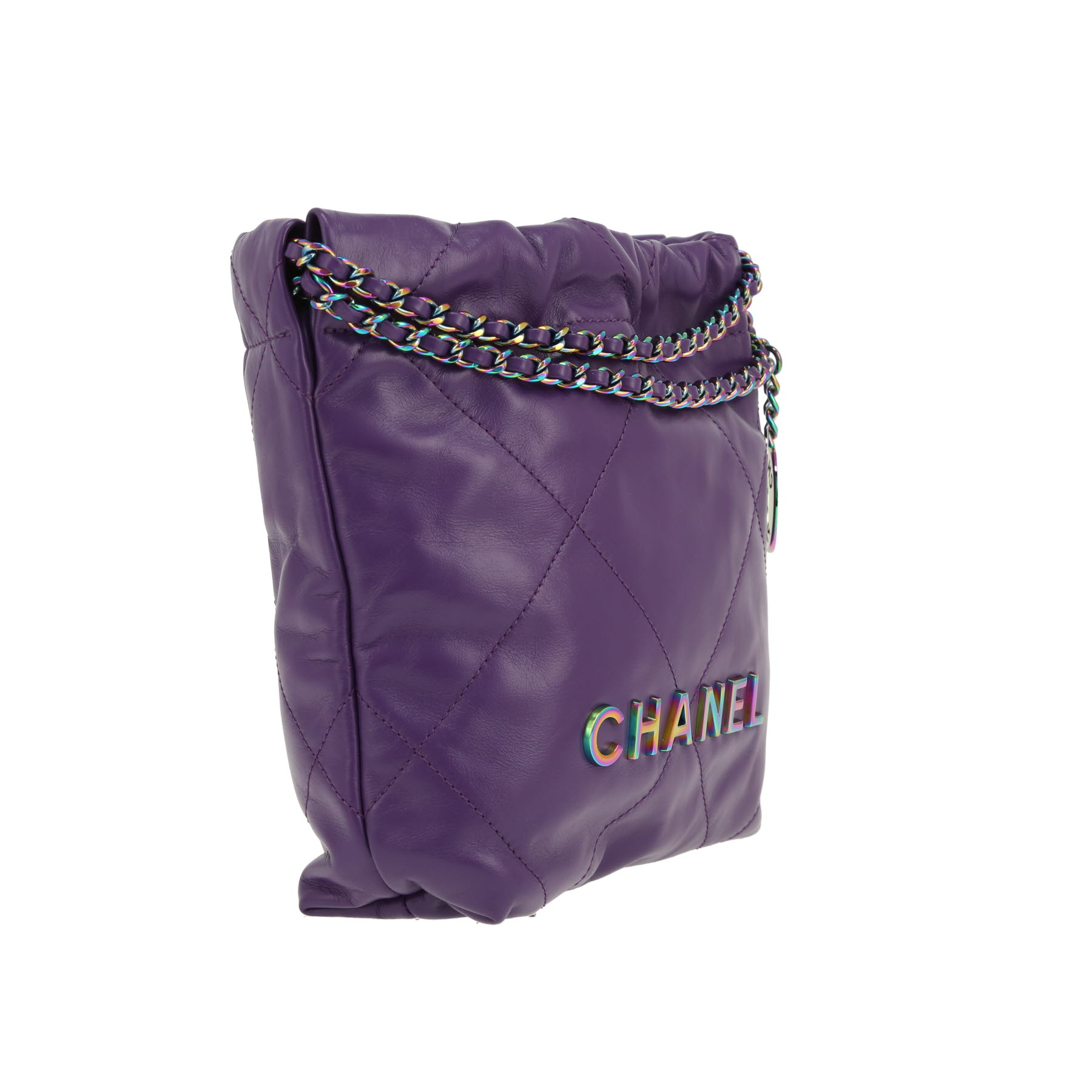 Bolso bandolera Chanel  22 en cuero violeta