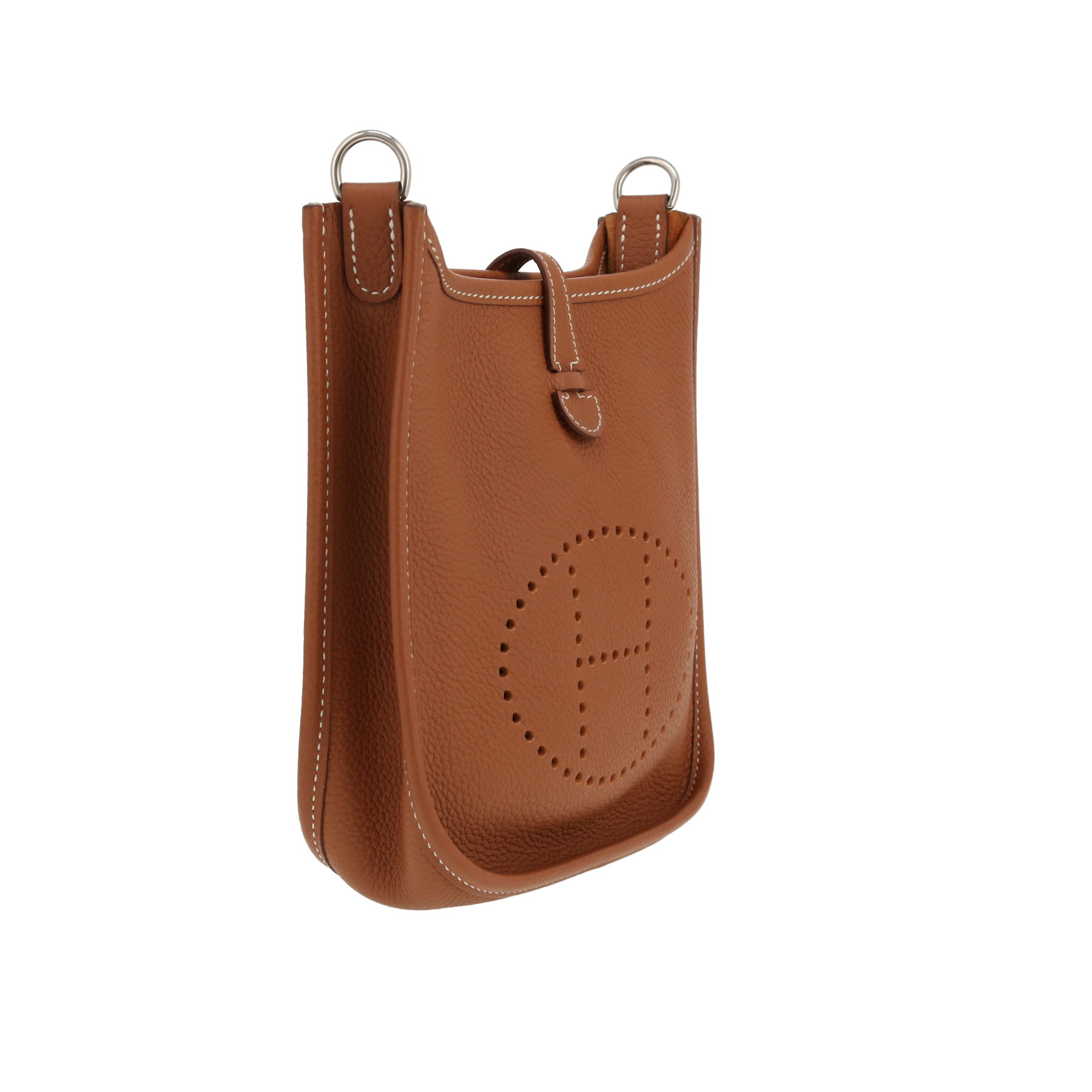 Hermès  Mini Evelyne shoulder bag  in gold leather taurillon clémence