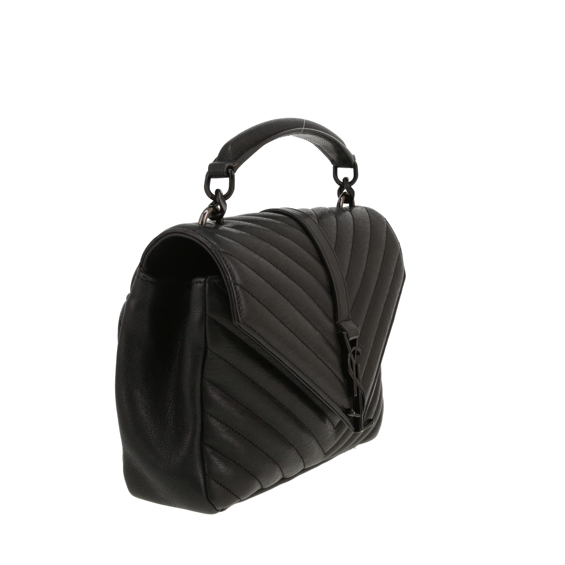 Bolso de mano Saint Laurent  College en cuero acolchado con motivos de espigas negro