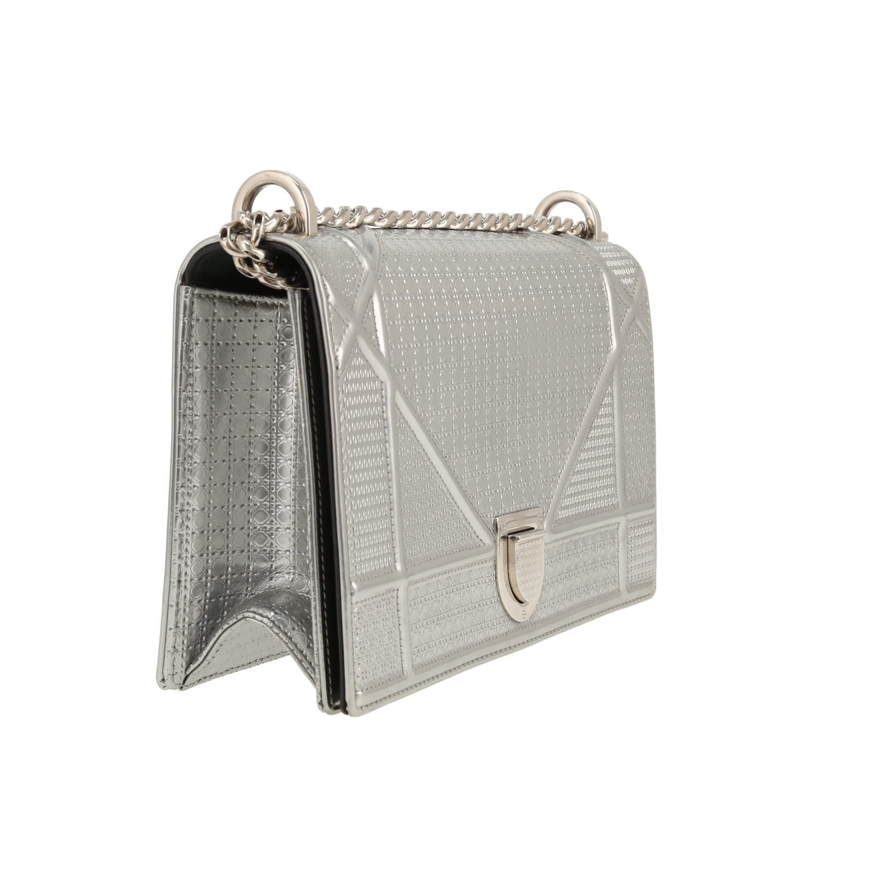Bolso bandolera Dior  Diorama en charol plateado