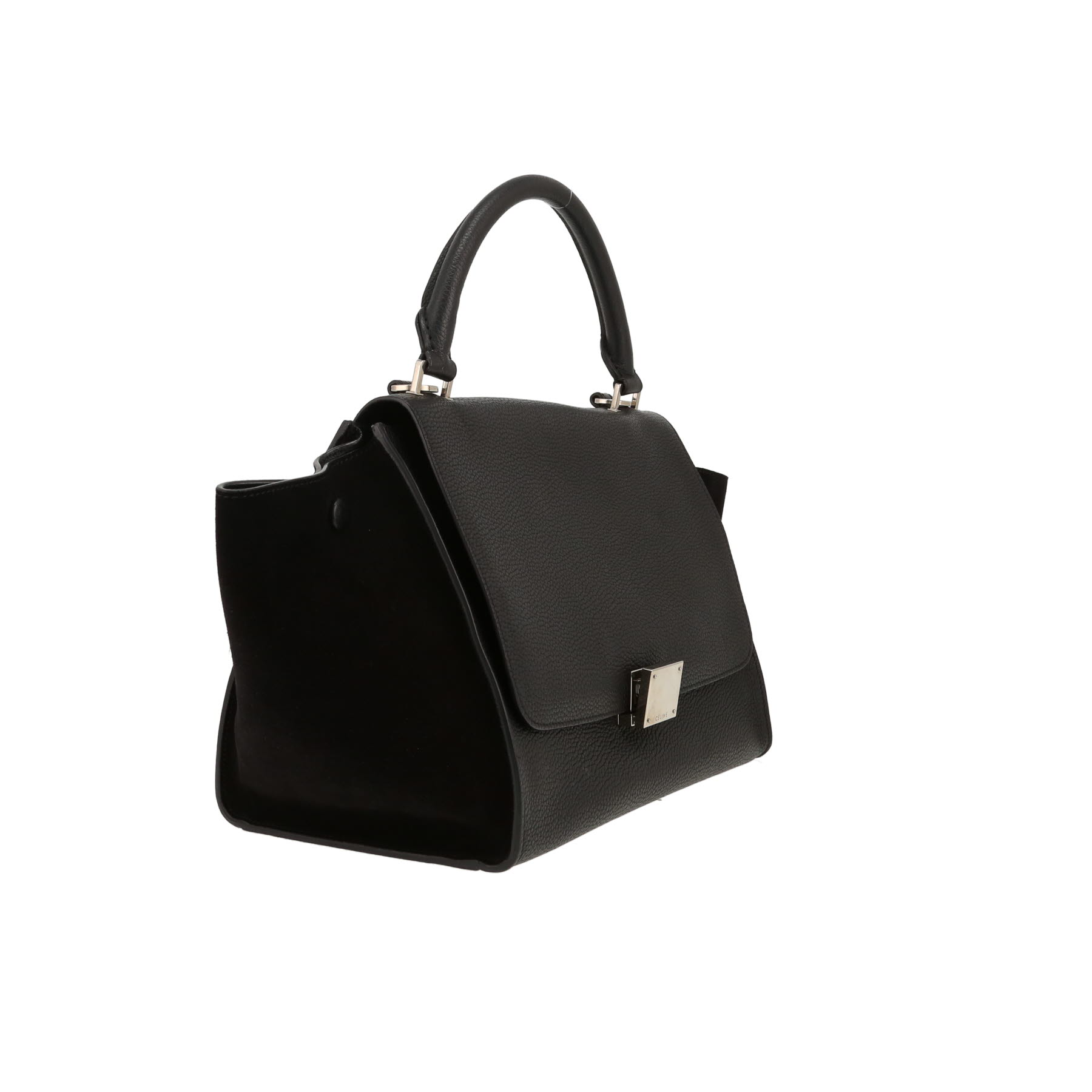 Bolso de mano Celine  Trapeze en cuero negro y Veau velours negro