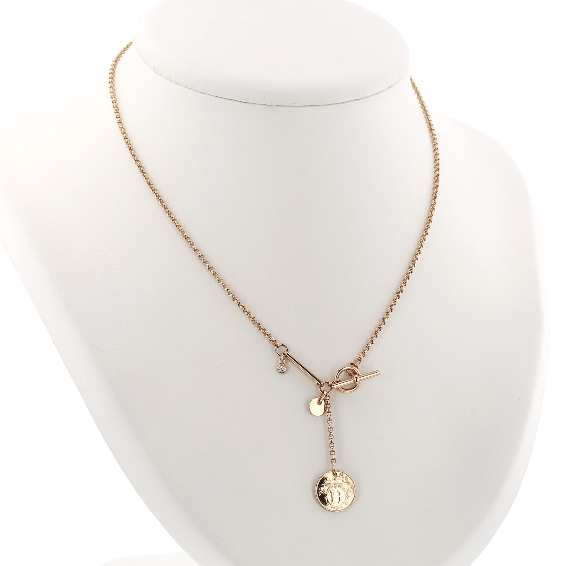 Collar Hermès Ex Libris modelo pequeño de oro rosa y diamante