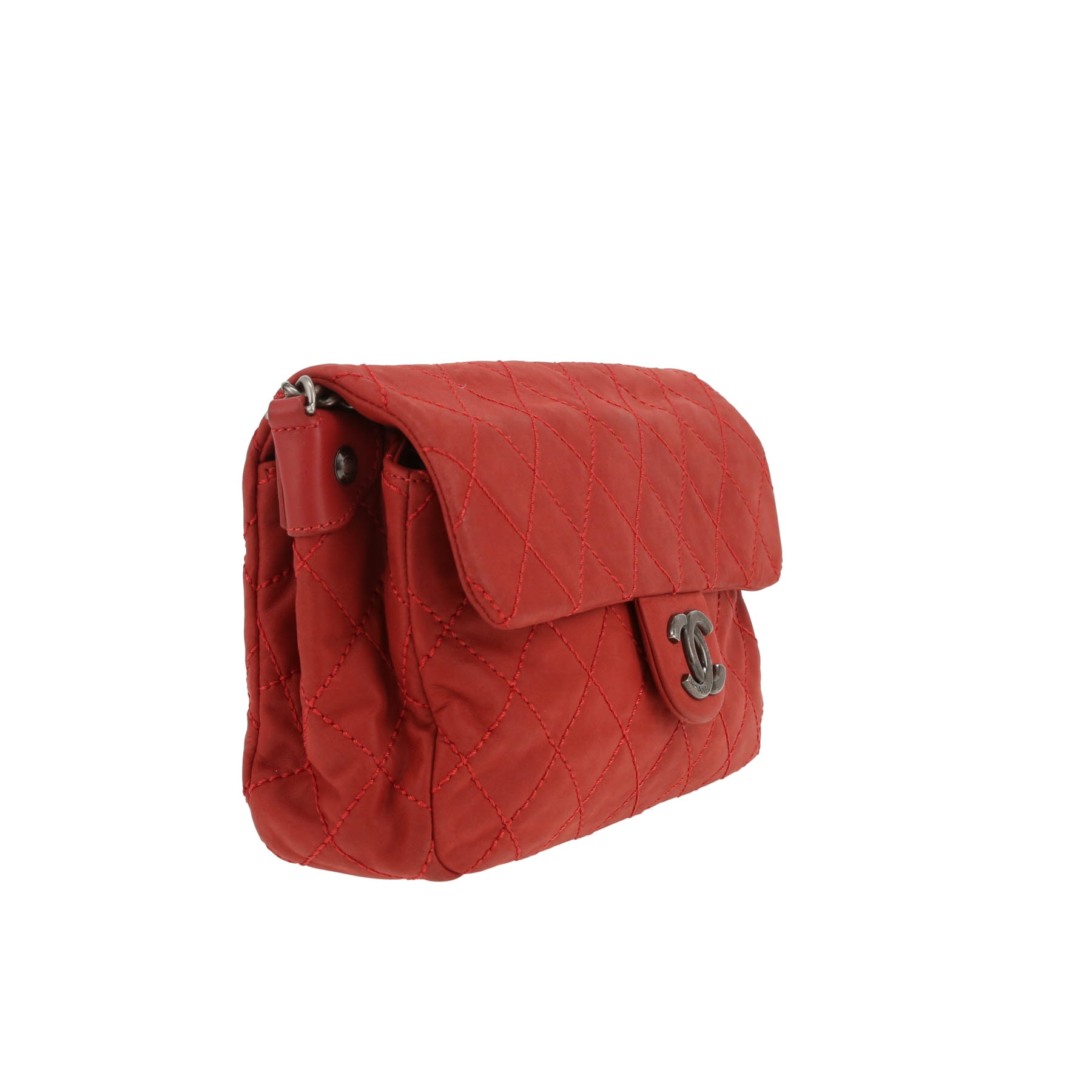 Bolso bandolera Chanel   en cuero acolchado rojo