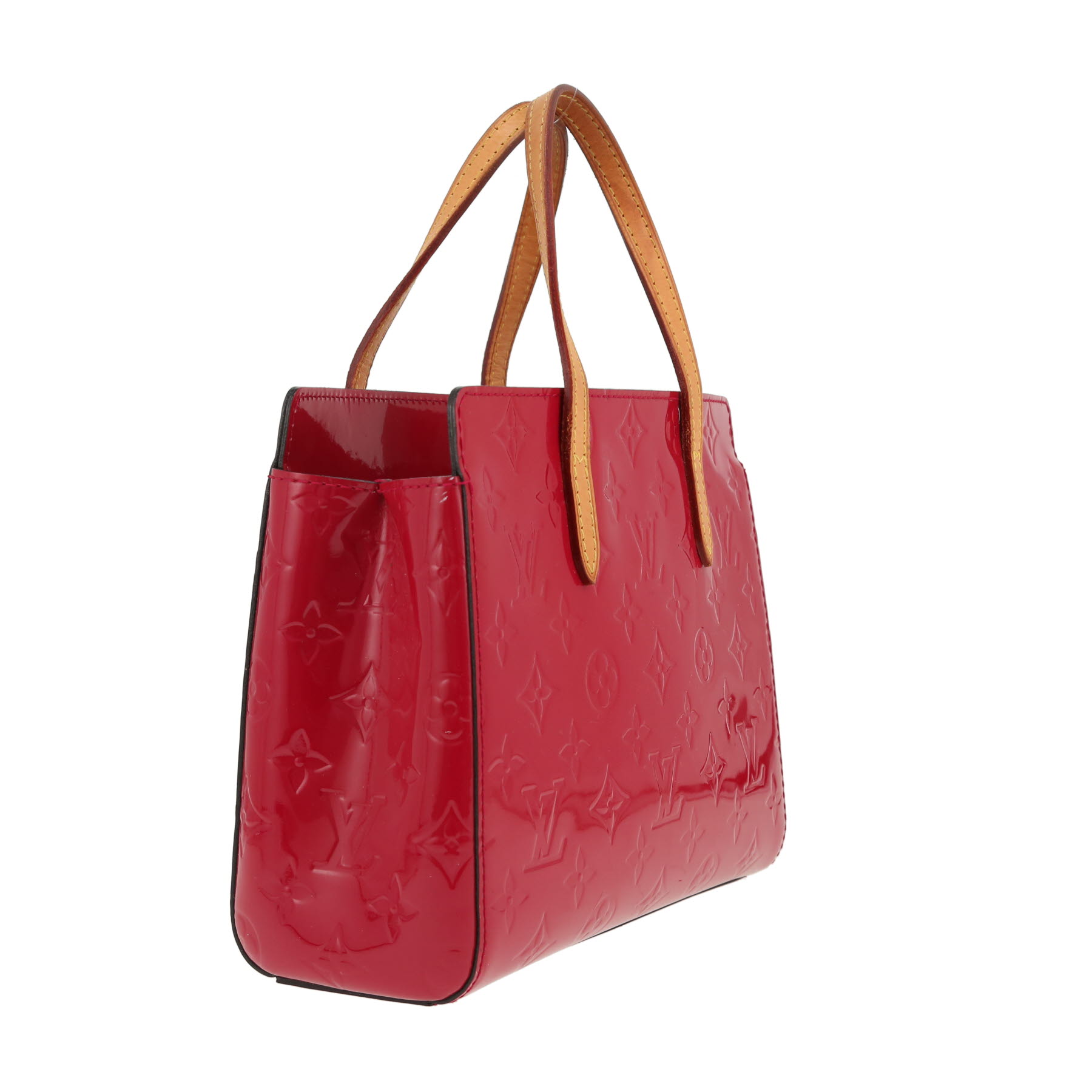 Bolso de mano Louis Vuitton  Catalina en charol Monogram rojo y cuero natural