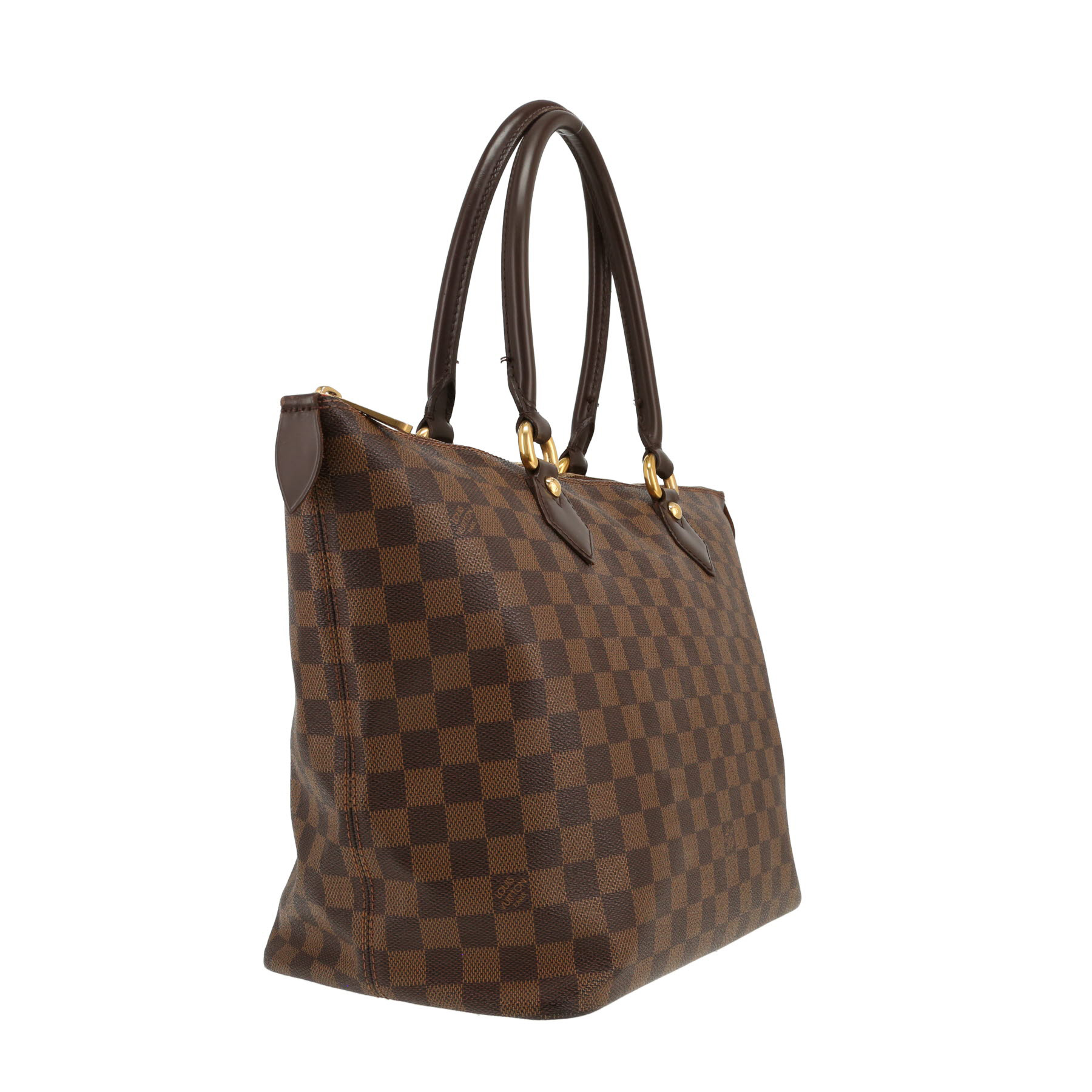 Sac à main Louis Vuitton  Saleya en toile damier ébène et cuir marron