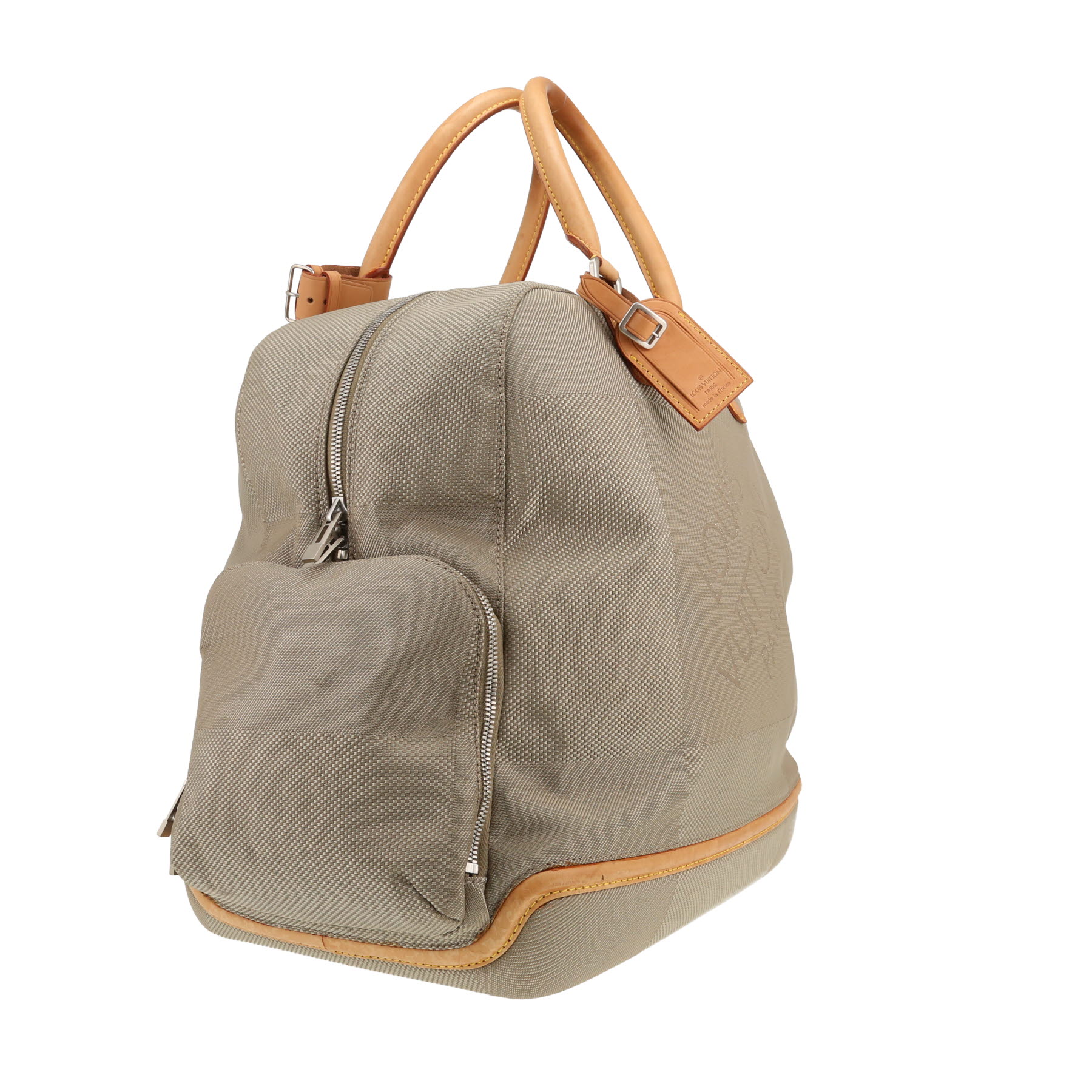 Bolsa de viaje Louis Vuitton  Geant Aventurier en lona gris y cuero natural