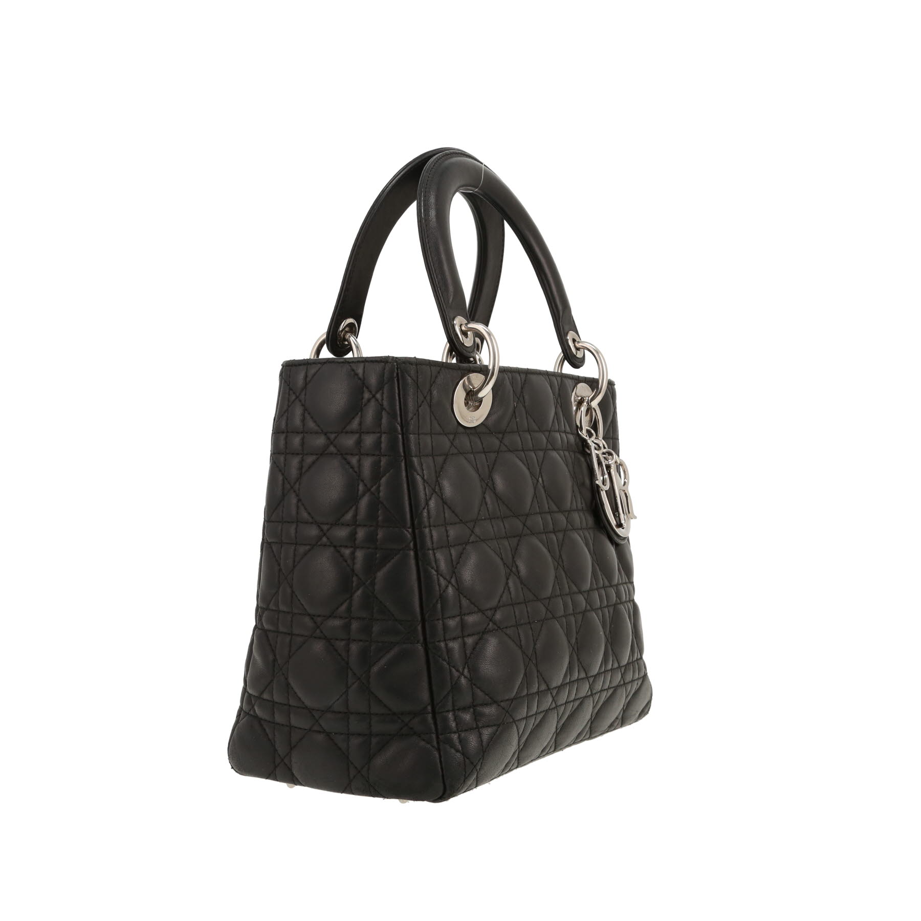Bolso de mano Dior  Lady Dior en cuero cannage negro