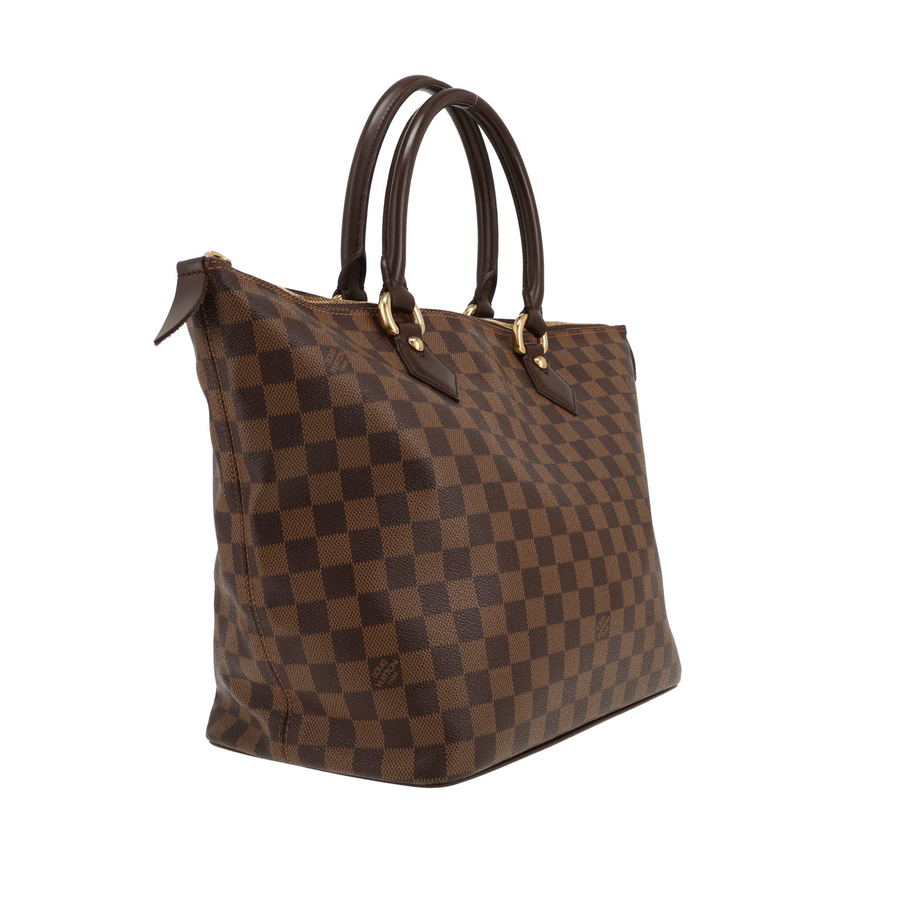 Bolso de mano Louis Vuitton  Saleya en lona a cuadros ébano y cuero marrón