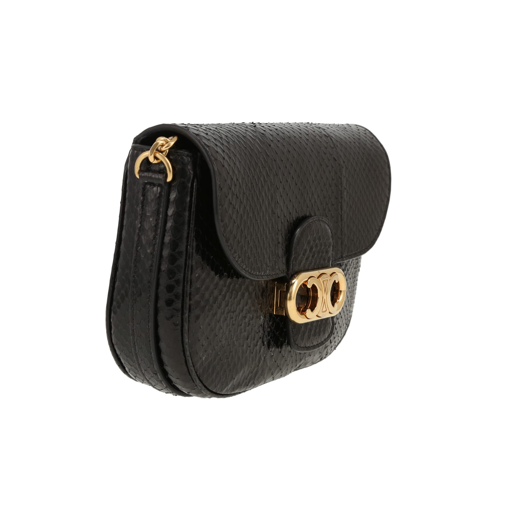 Bolso de mano Celine  Maillon Triomphe en piel de pitón negra