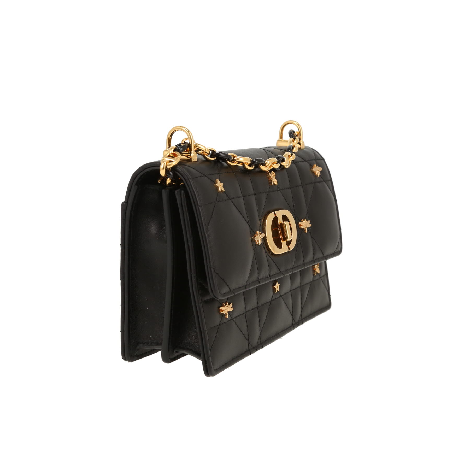 Sac bandoulière Dior  Miss Caro en cuir cannage noir