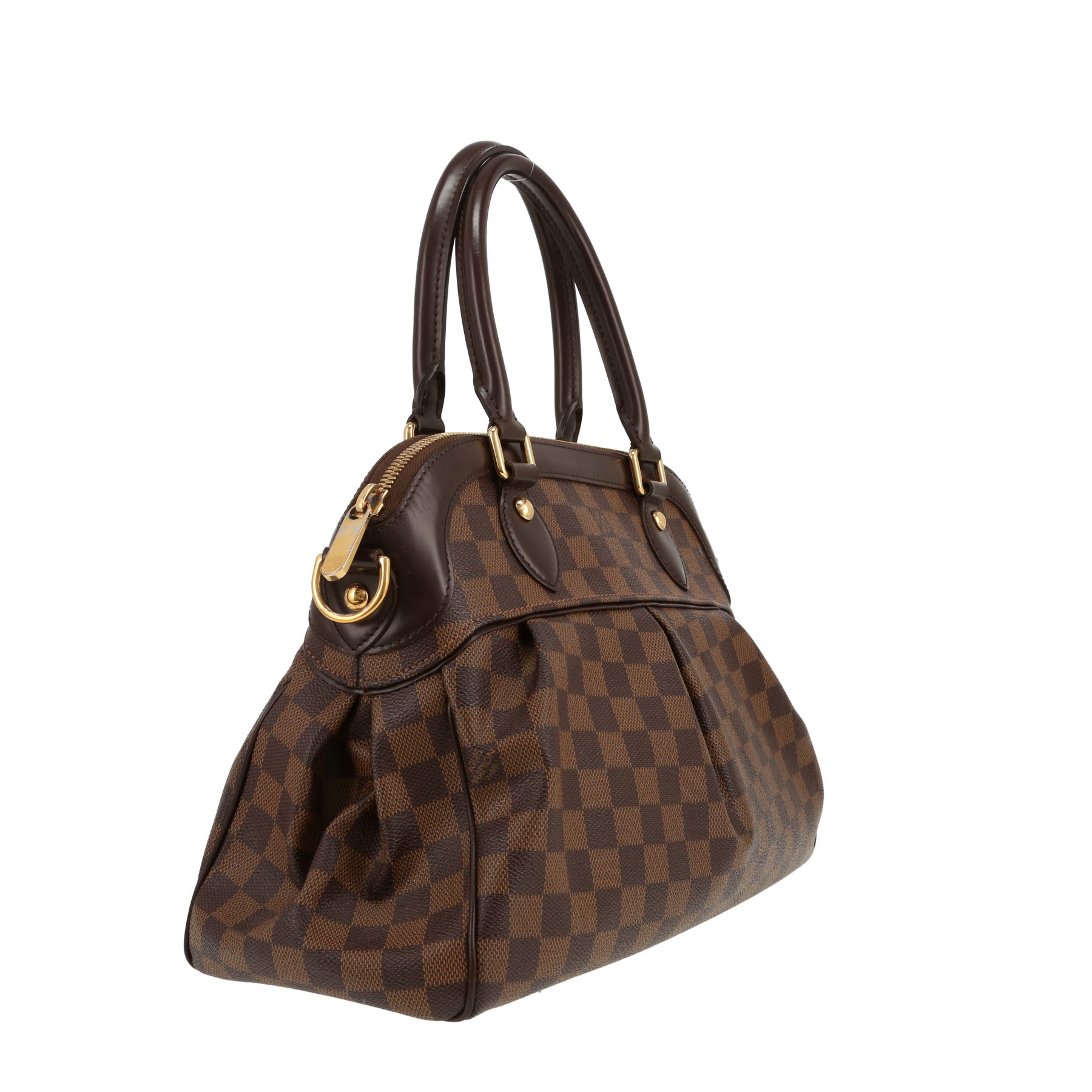 Bolso de mano Louis Vuitton Trevi, modelo pequeño, de lona Damier Ébène y piel marrón