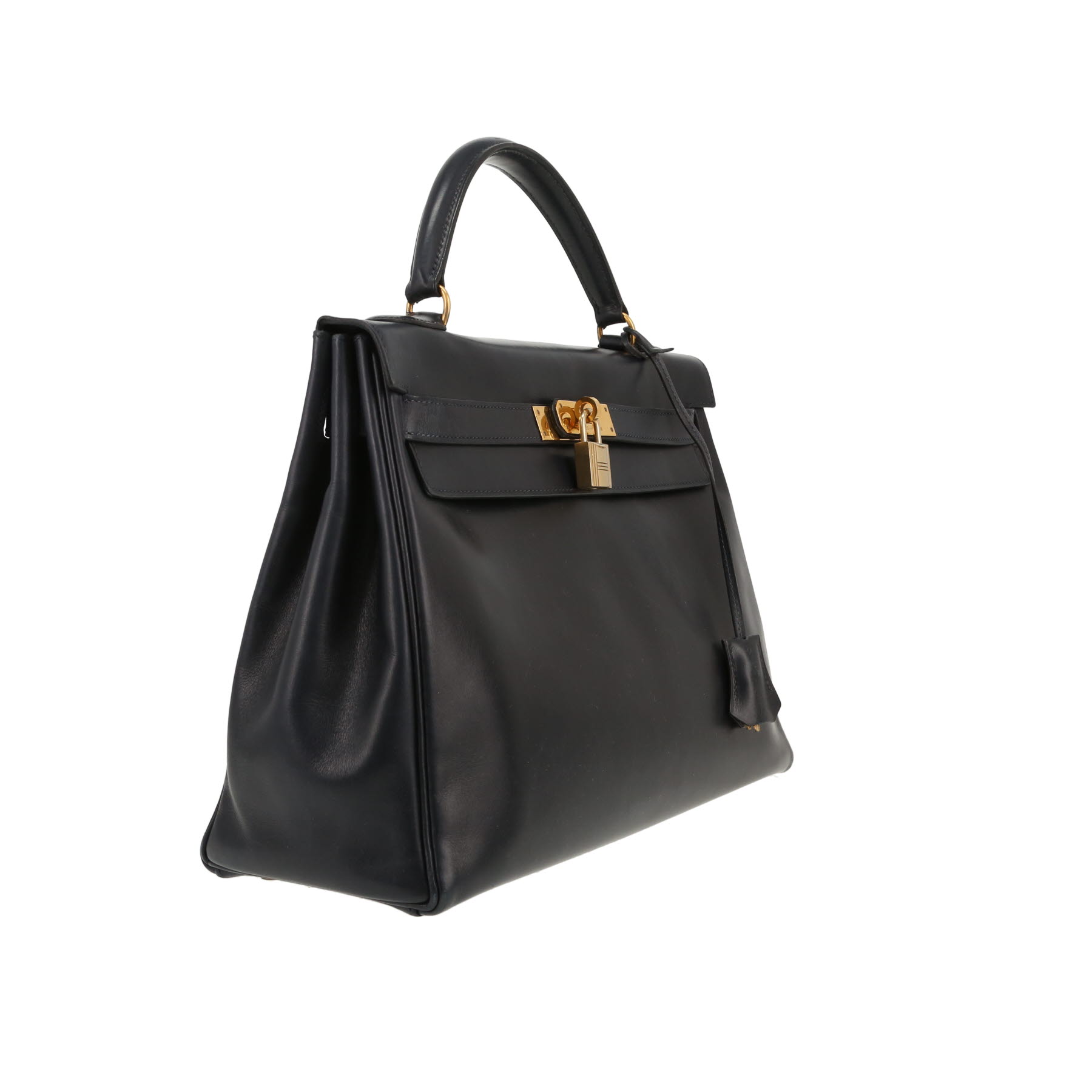 Hermès  Kelly 32 cm handbag  in navy blue box leather