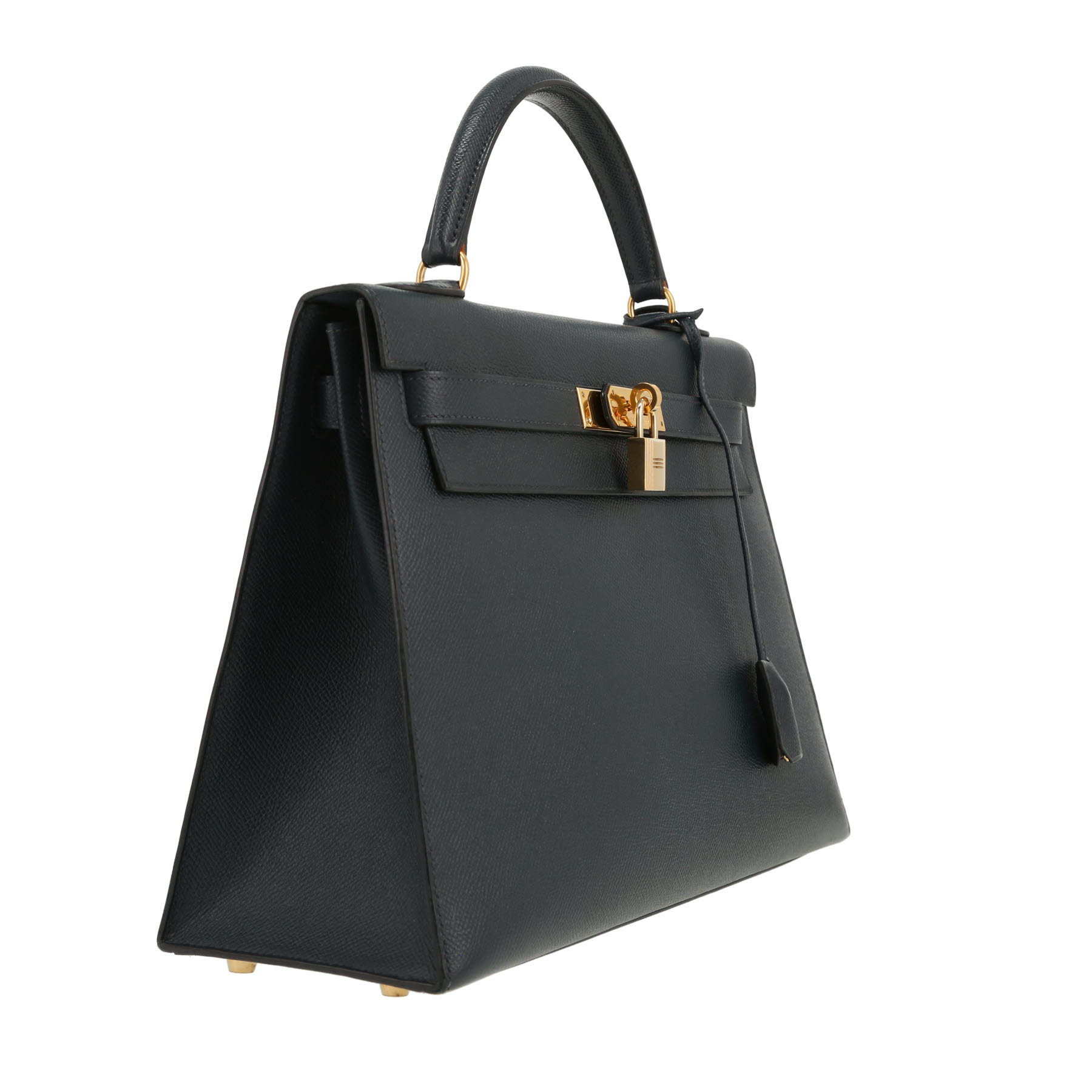 Hermès  Kelly 32 cm handbag  in navy blue Courchevel leather