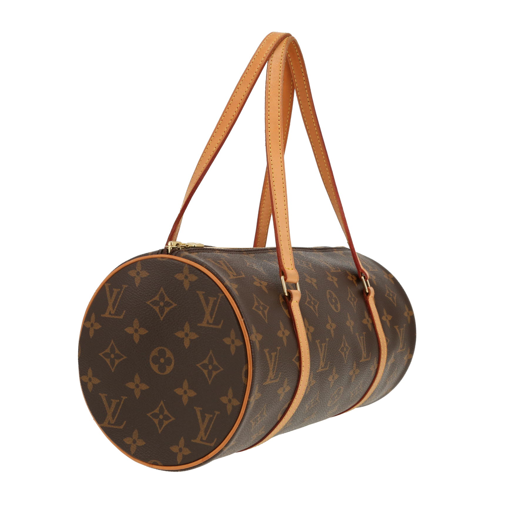 Bolso de mano Louis Vuitton  Papillon en lona Monogram marrón y cuero natural