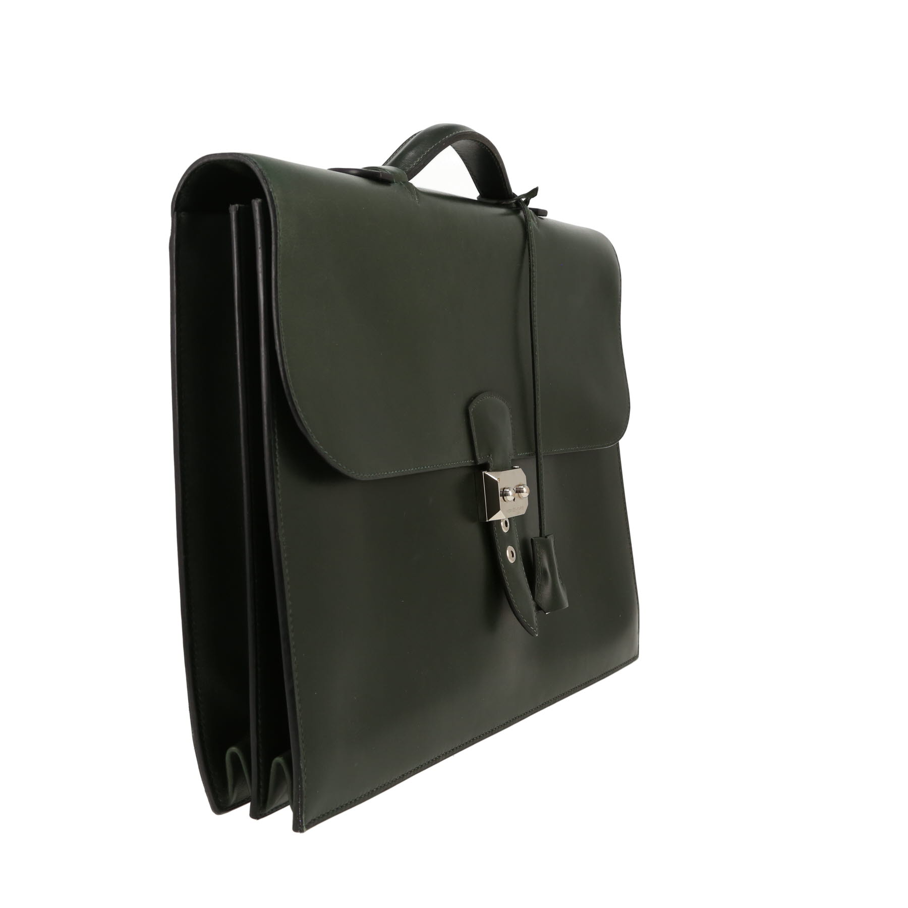 Porte-documents Hermès  Sac à dépêches en cuir box vert-sapin