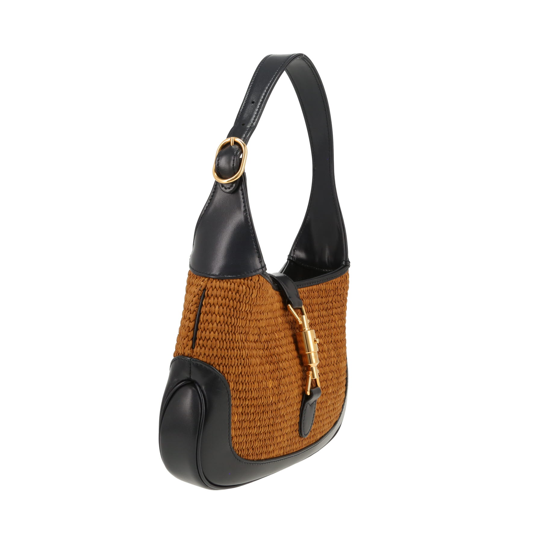 Bolso Gucci «Jackie» de rafia marrón y piel azul