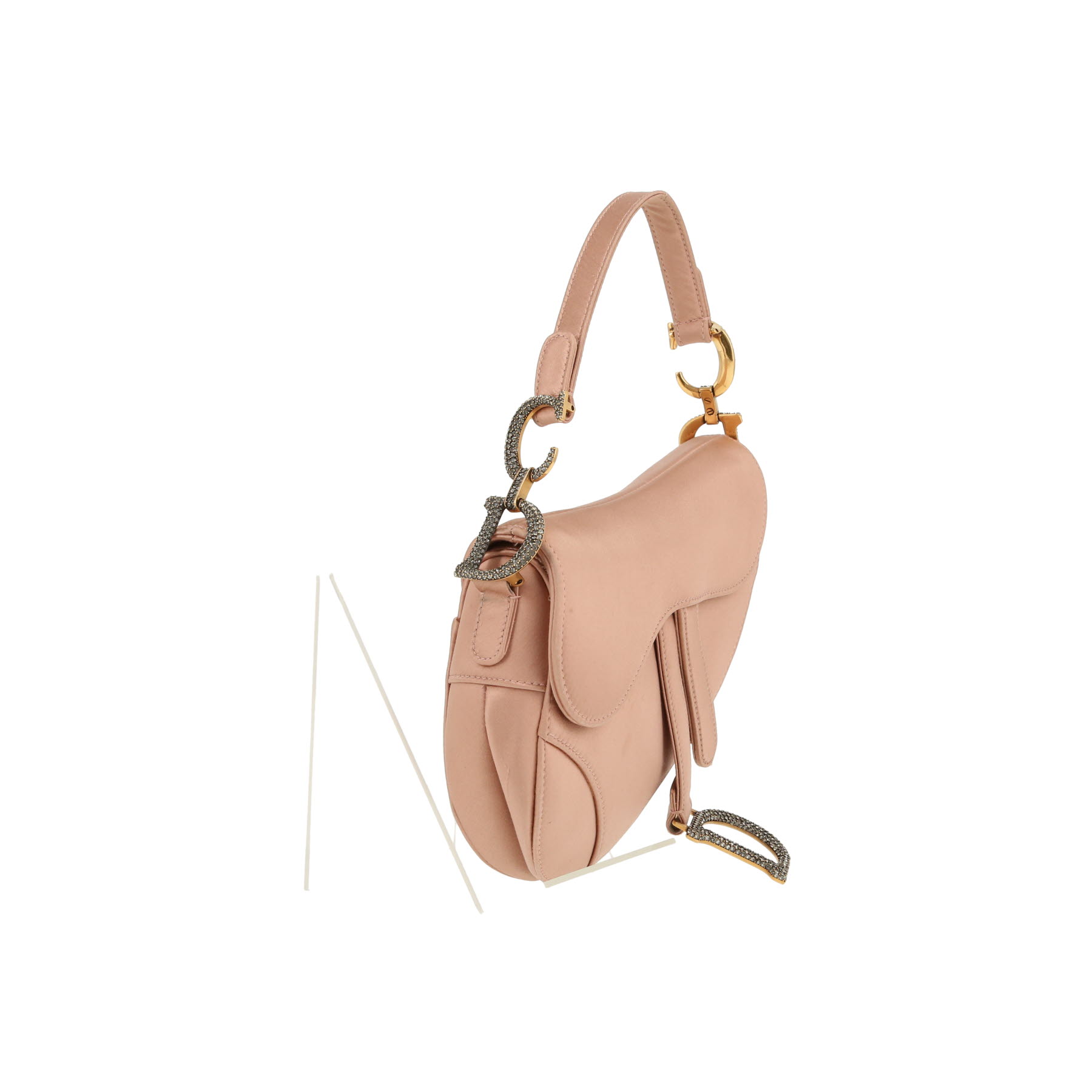 Sac à main Dior  Saddle mini  en satin rose