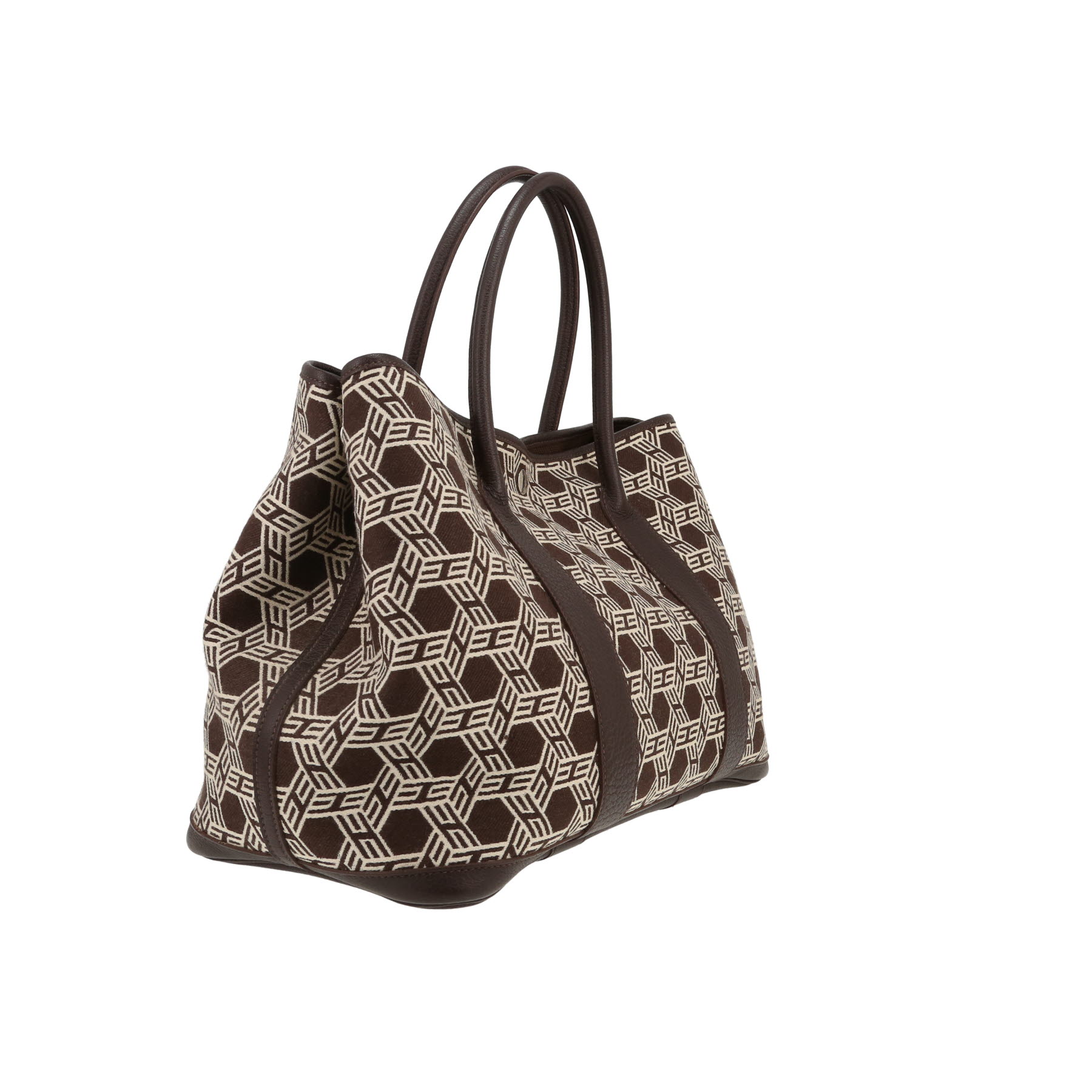 Hermès  Garden Party 36 cm handbag  in brown canvas  and brown leather