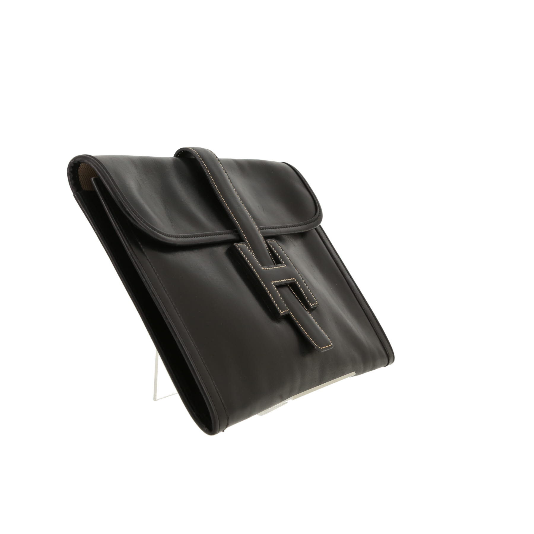 Hermès  Jige pouch  in black box leather