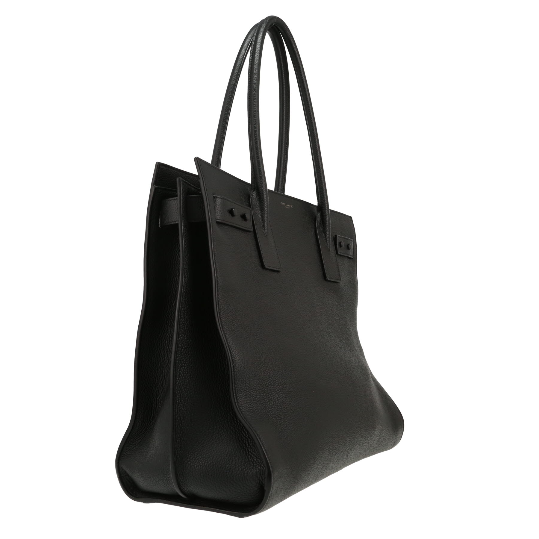 Bolso de mano Saint Laurent  Sac de jour modelo grande  en cuero granulado negro